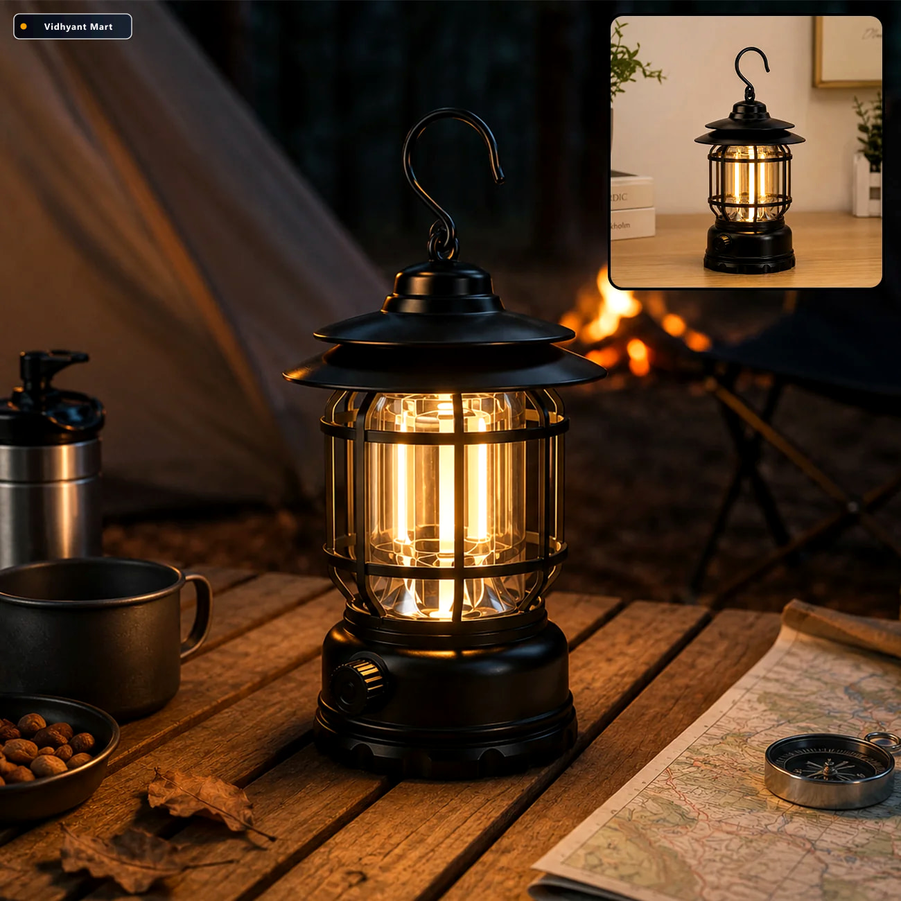 Vidhyant Mart Rechargeable Led Camping Lantern Retro Dimmable Li 2
