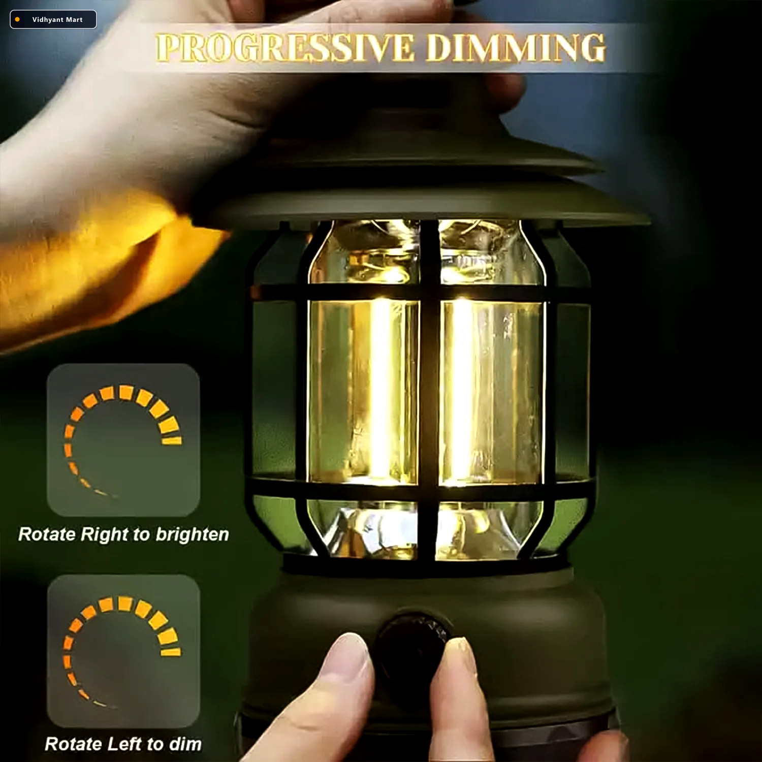 Vidhyant Mart Rechargeable Led Camping Lantern Retro Dimmable Li 3