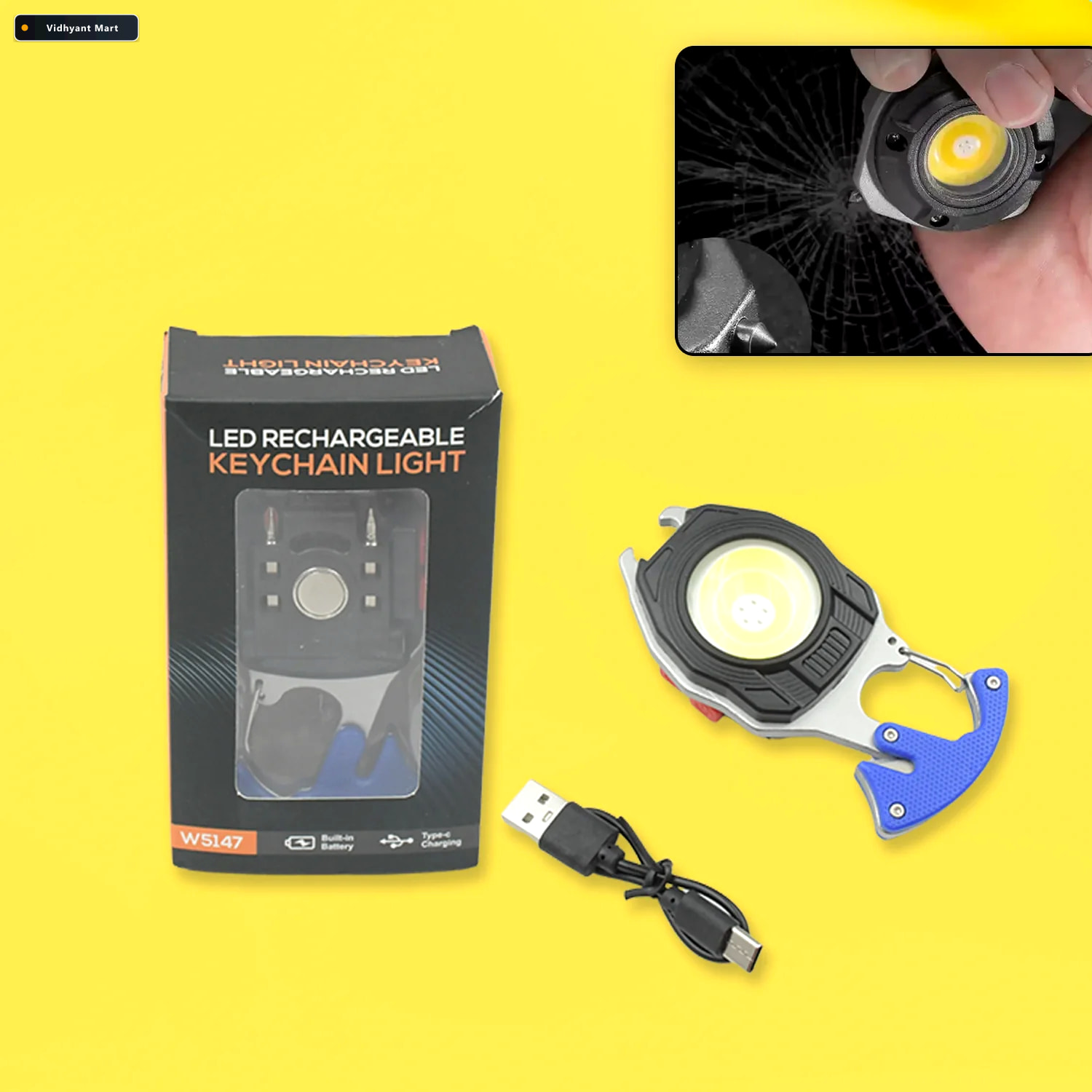 Vidhyant Mart Rechargeable Led Keychain Flashlight 6 Modes Super 2