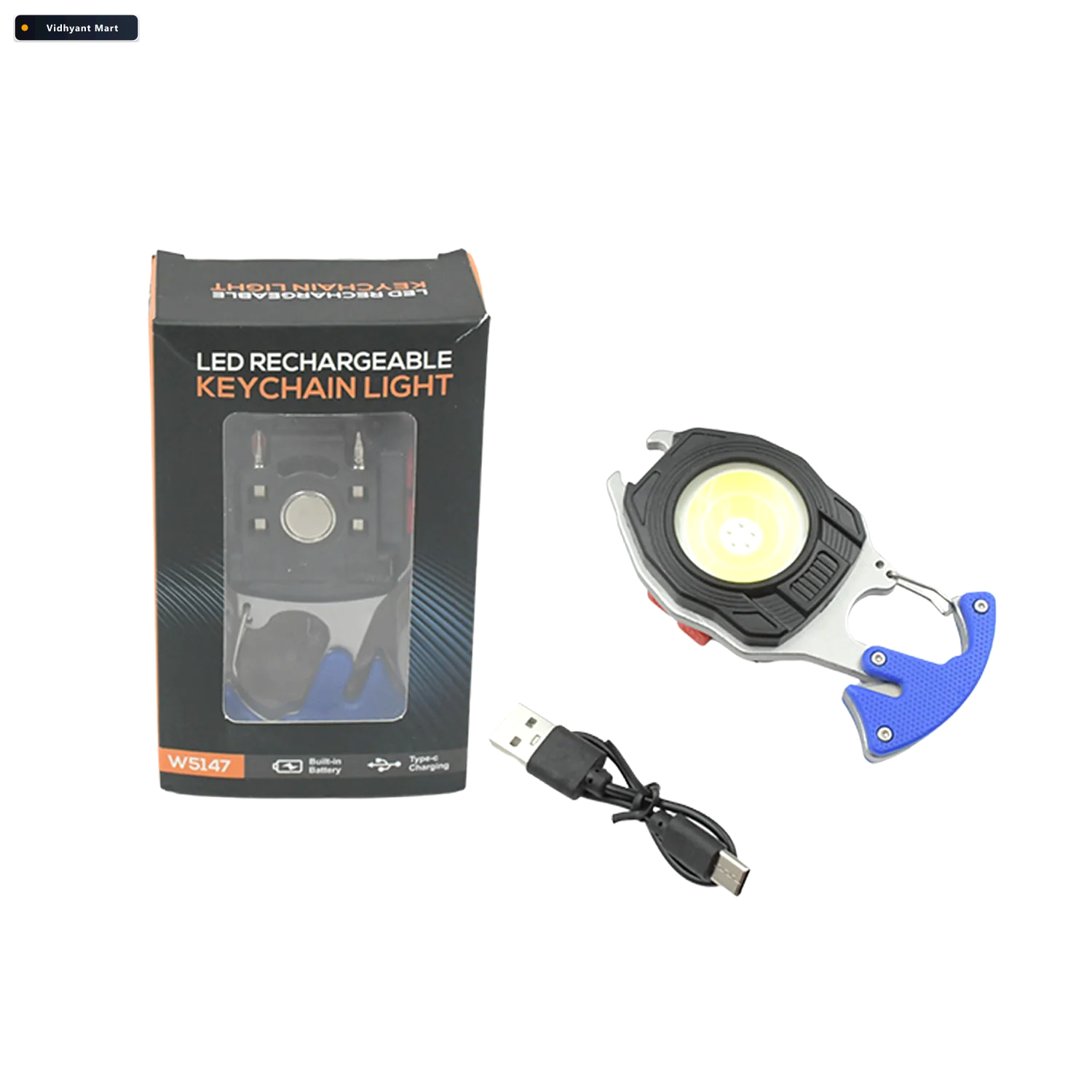 Vidhyant Mart Rechargeable Led Keychain Flashlight 6 Modes Super 4