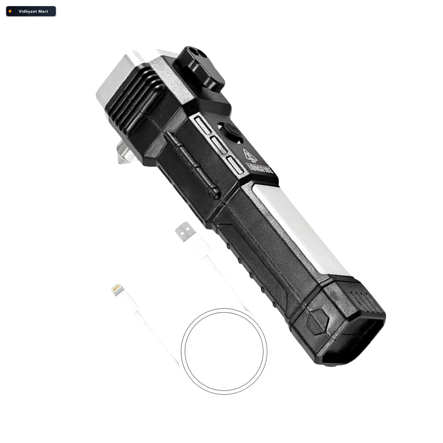 Vidhyant Mart Rechargeable Led Torch Emergency Hammer Glass Cutt 4