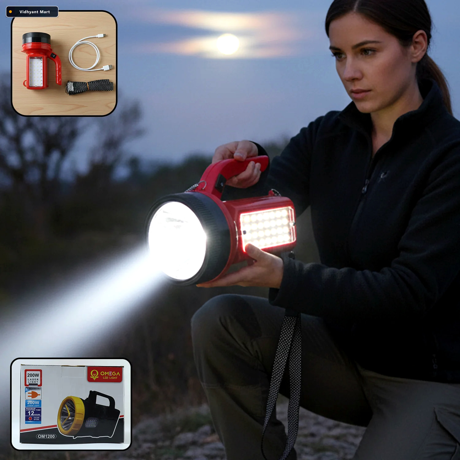 Vidhyant Mart Rechargeable Led Torch High Power Emergency Light 1