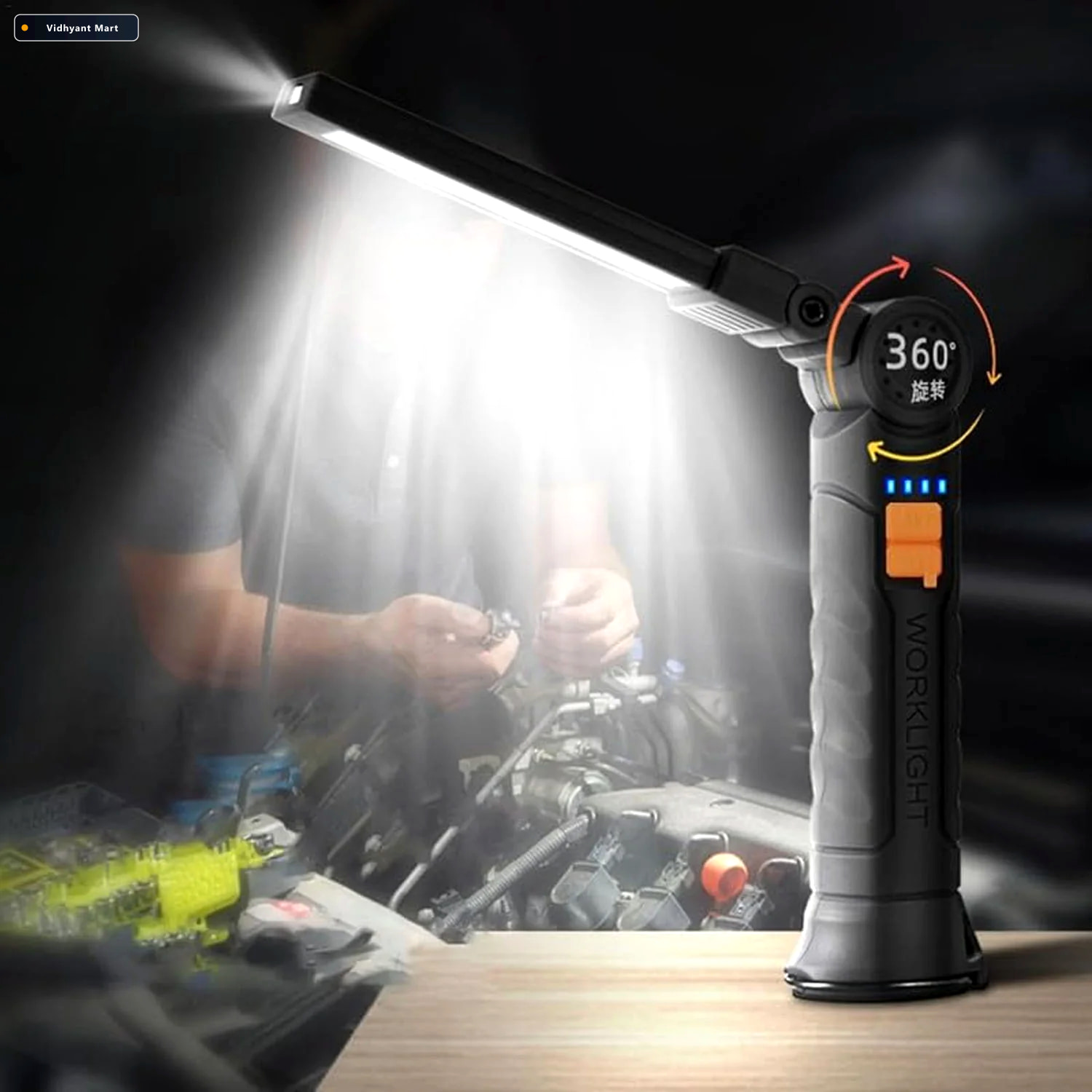 Vidhyant Mart Rechargeable Led Work Light 360 Adjustable Head Ma 3