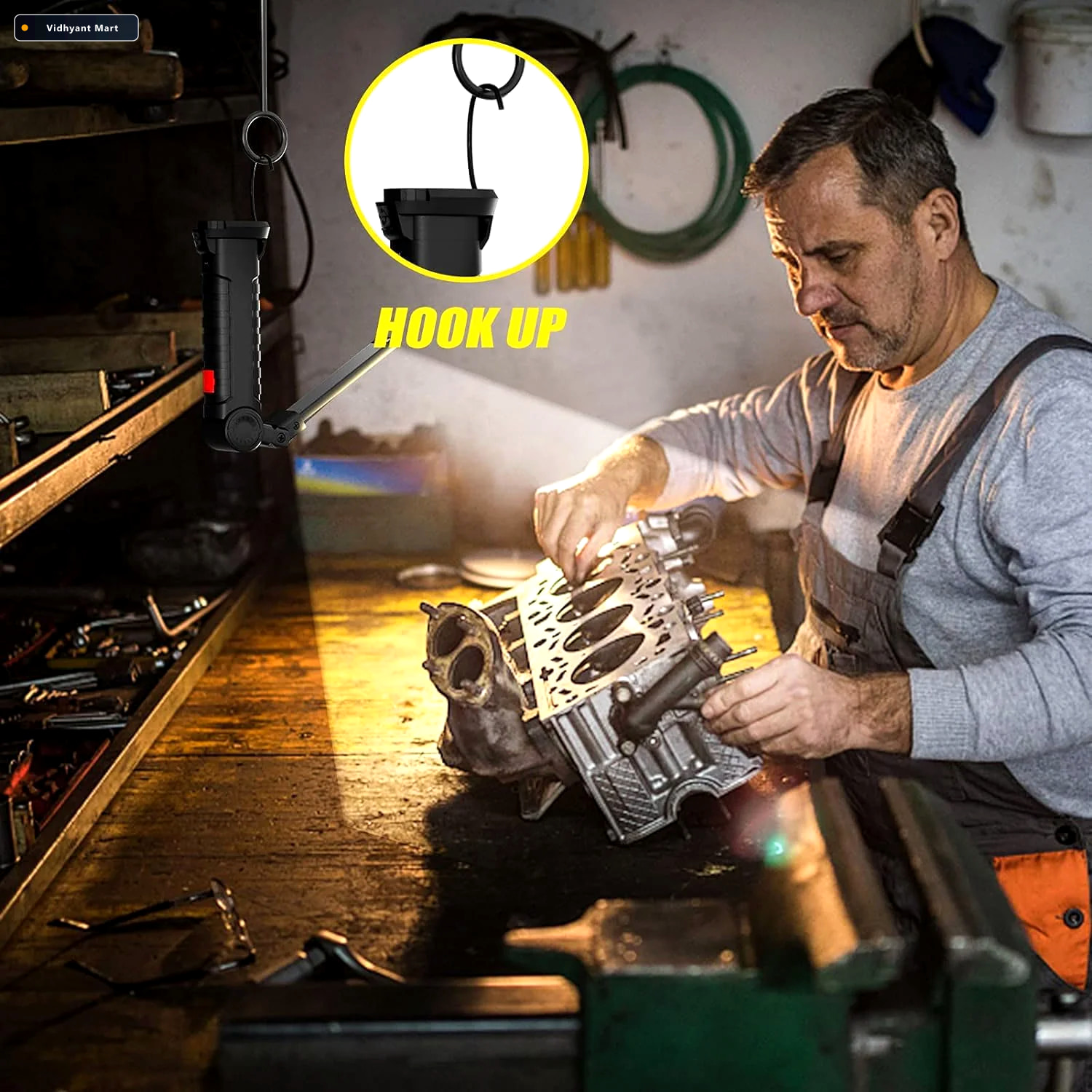 Vidhyant Mart Rechargeable Led Work Light Compact With Adjustabl 2