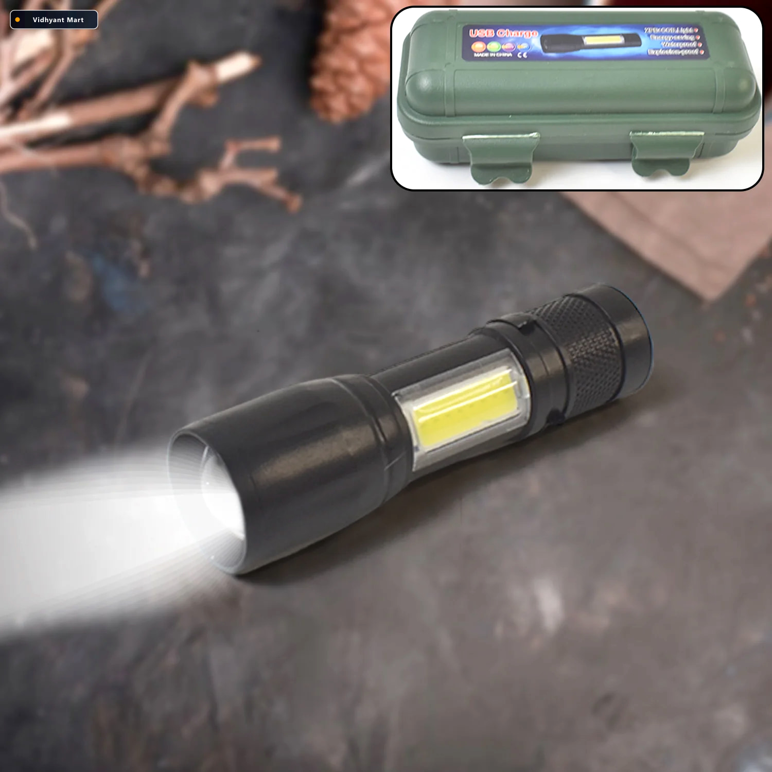 Vidhyant Mart Rechargeable Mini Flashlight Ultra Bright Usb Torc 1