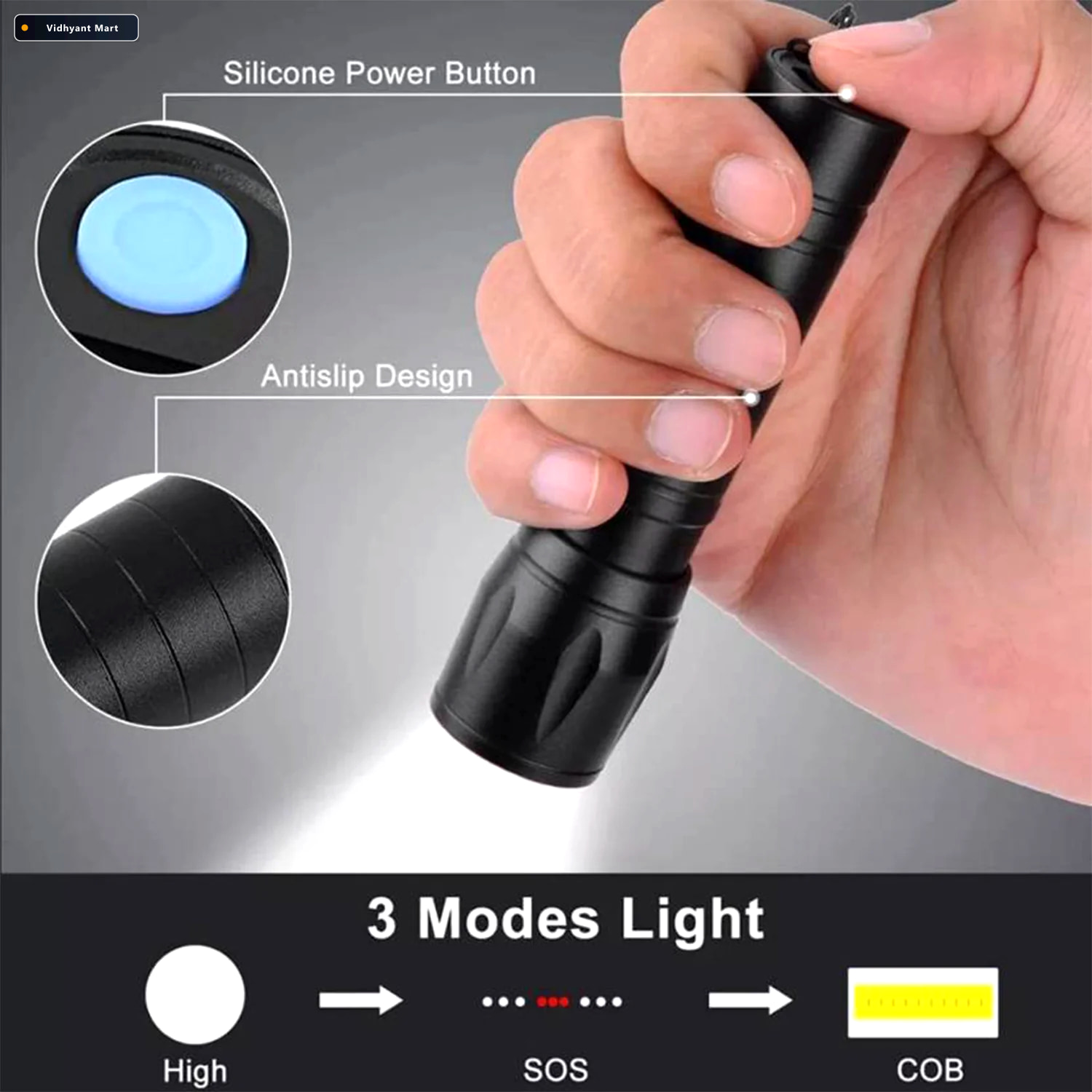 Vidhyant Mart Rechargeable Mini Flashlight Ultra Bright Usb Torc 2