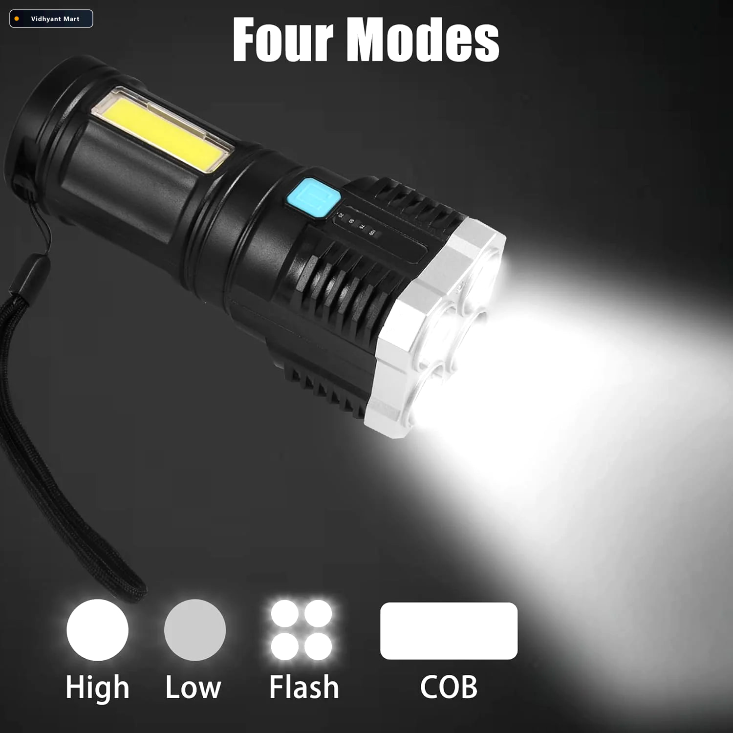 Vidhyant Mart Rechargeable Torch Light 800 Lumens 4 Led Flashlig 2