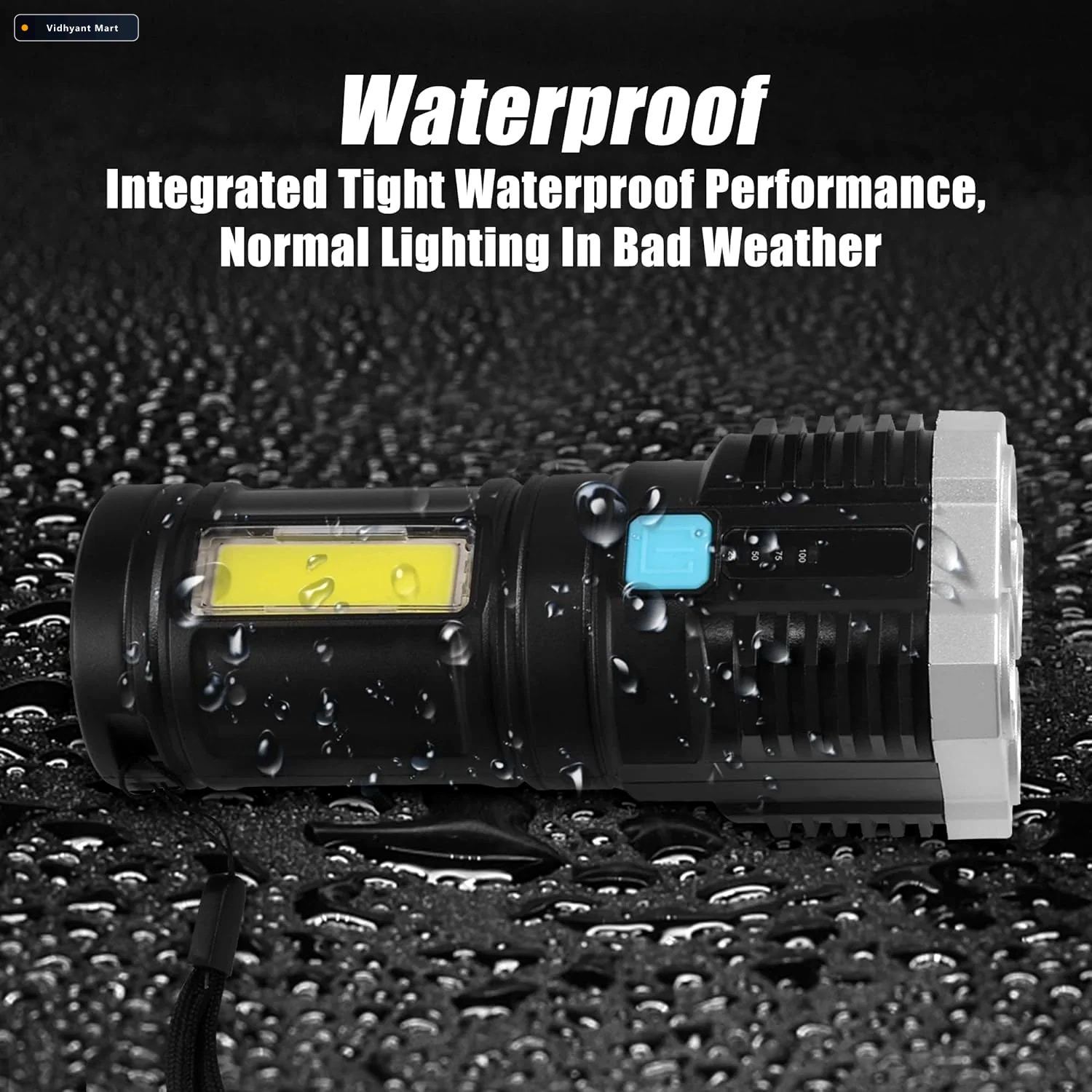 Vidhyant Mart Rechargeable Torch Light 800 Lumens 4 Led Flashlig 3