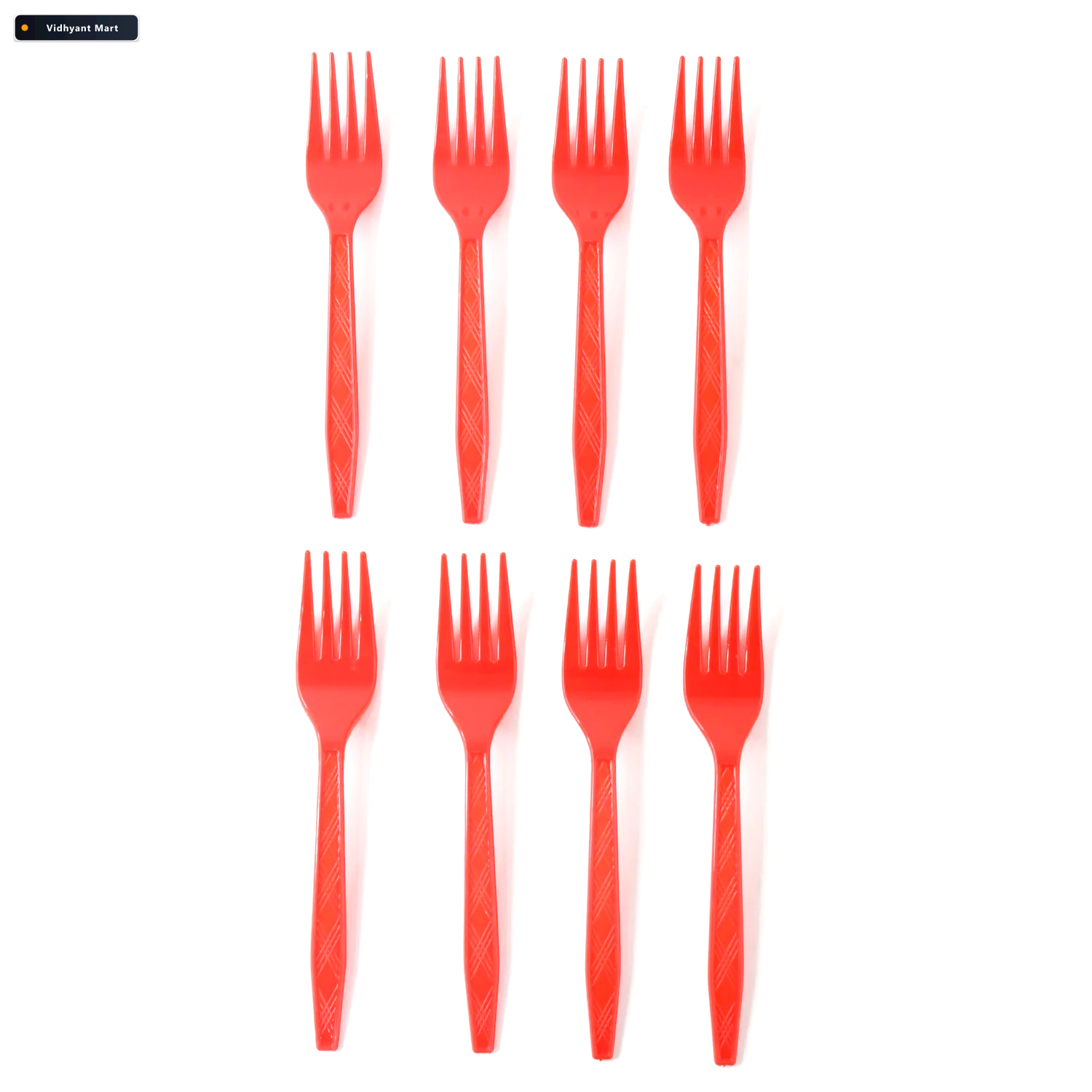 Vidhyant Mart Red Disposable Plastic Forks Durable Reusable 8 Pa 4