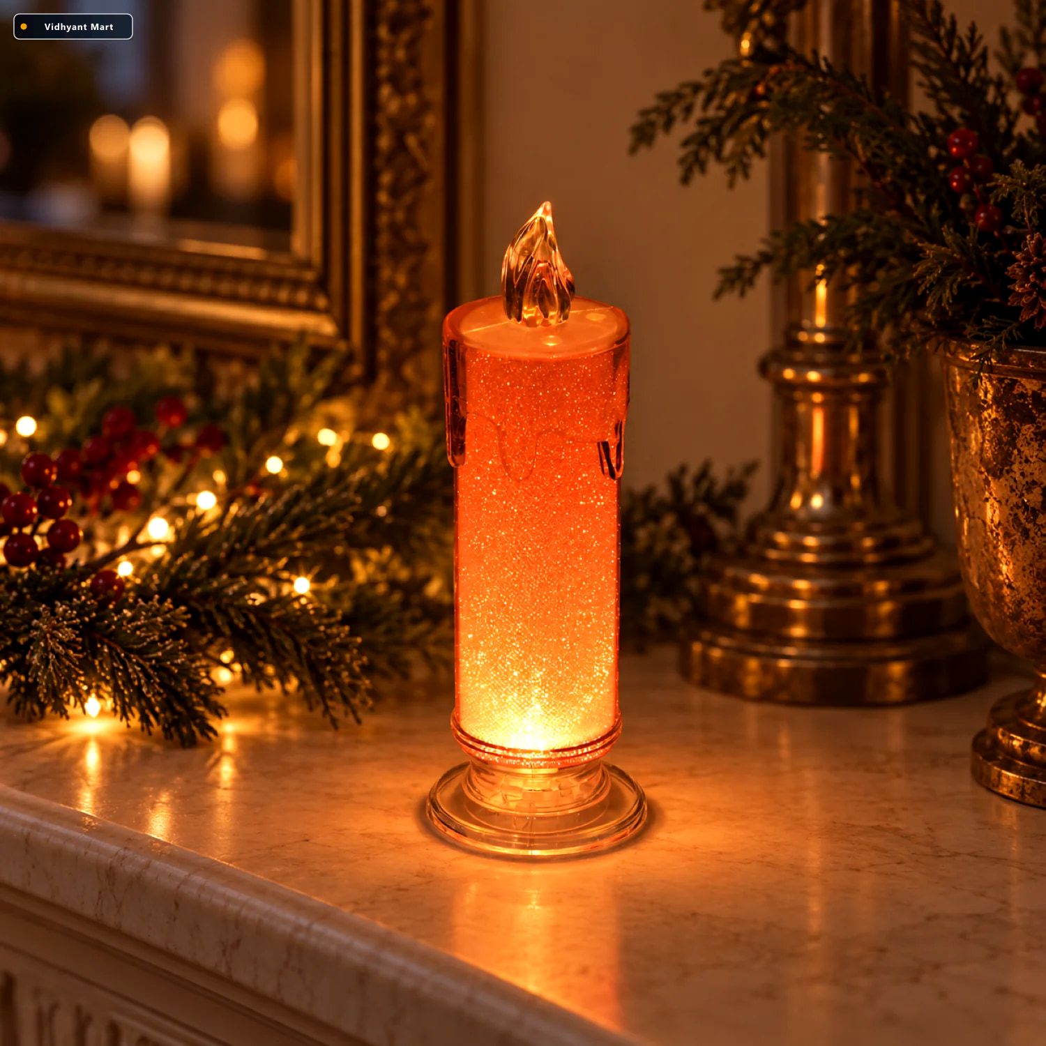 Vidhyant Mart Red Led Flameless Candle Realistic Flickering Pill 1