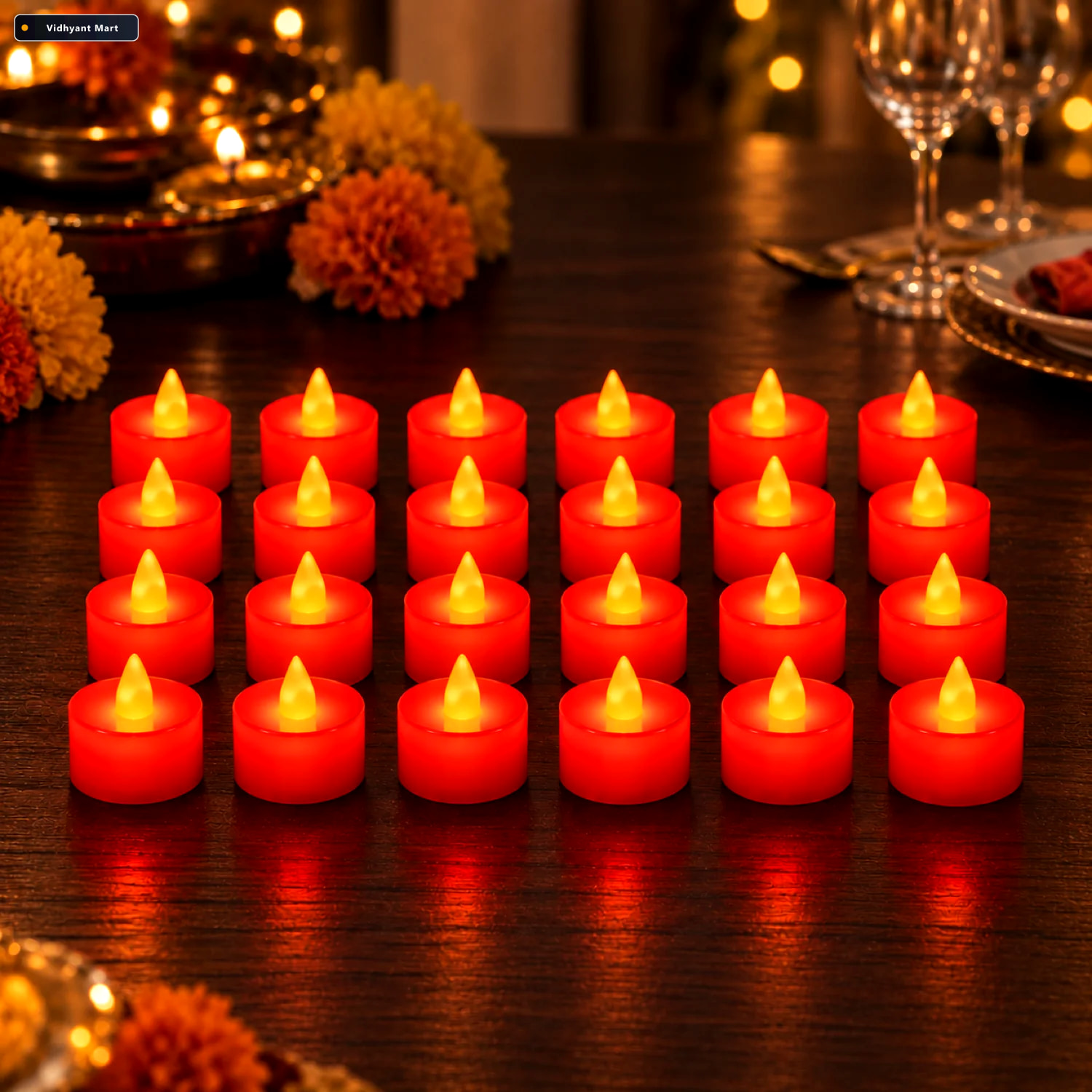 Vidhyant Mart Red Led Flameless Tealight Candles Safe Smokeless 1
