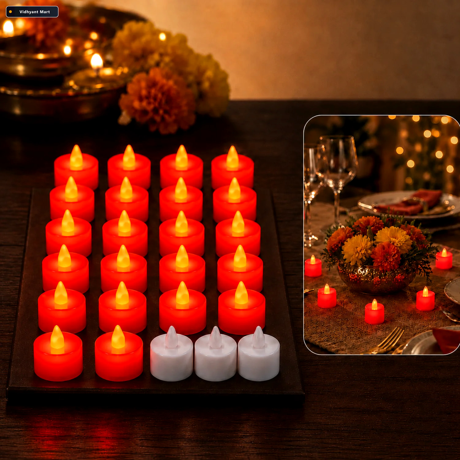 Vidhyant Mart Red Led Flameless Tealight Candles Safe Smokeless 2