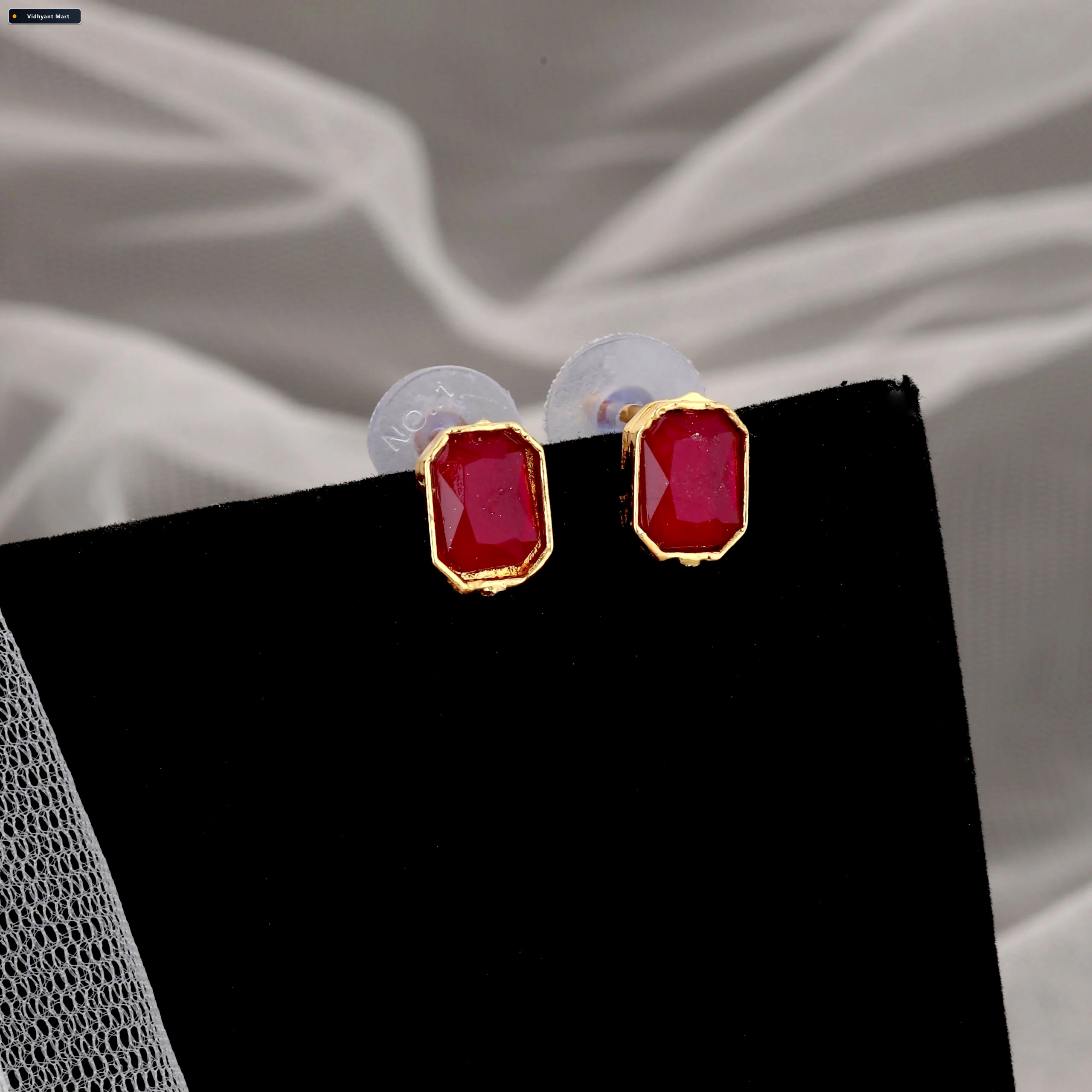 Vidhyant Mart Red Stone Necklace Earring Set With Apple Shape Je 5