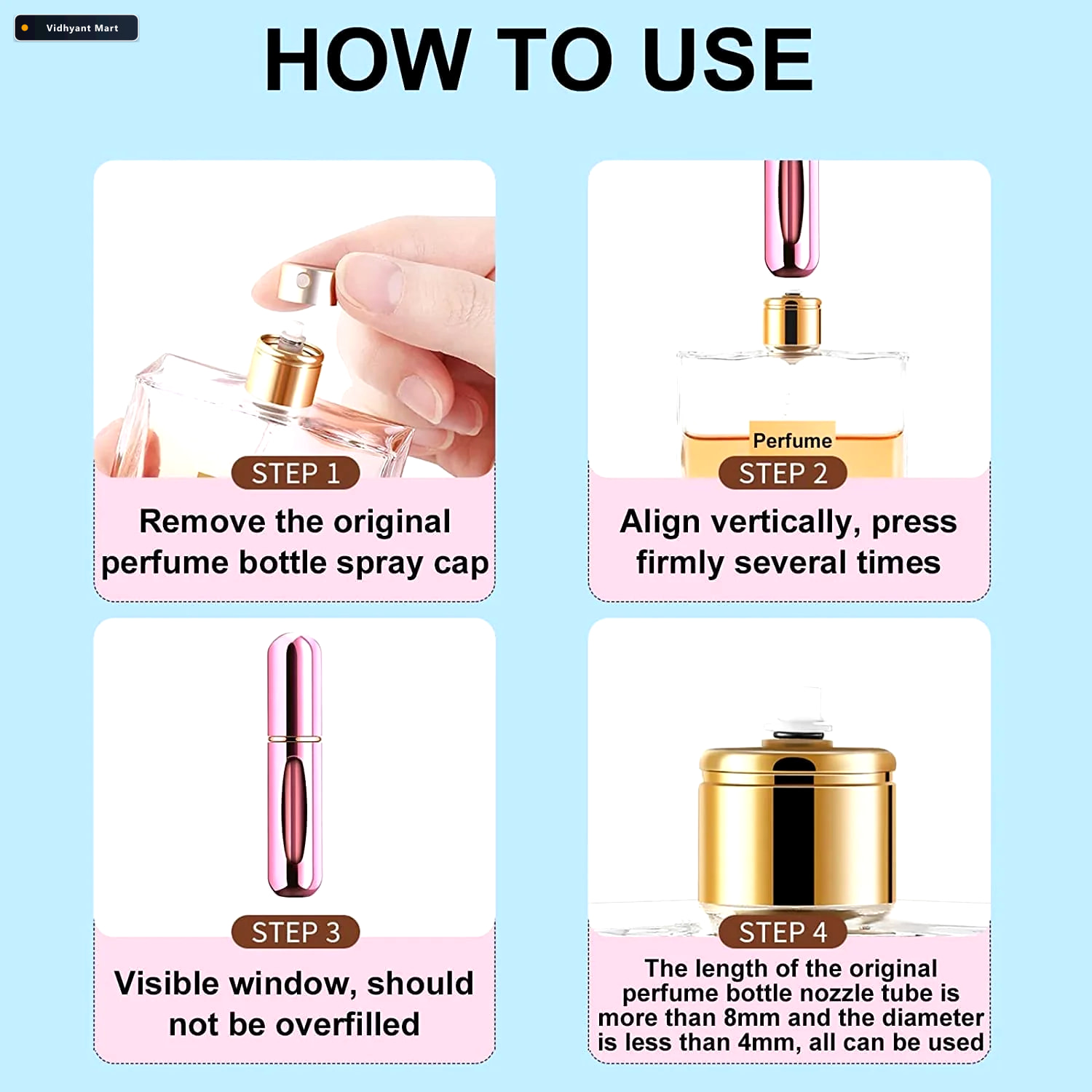 Vidhyant Mart Refillable Perfume Bottle 5ml Travel Spray Own Hyd 3