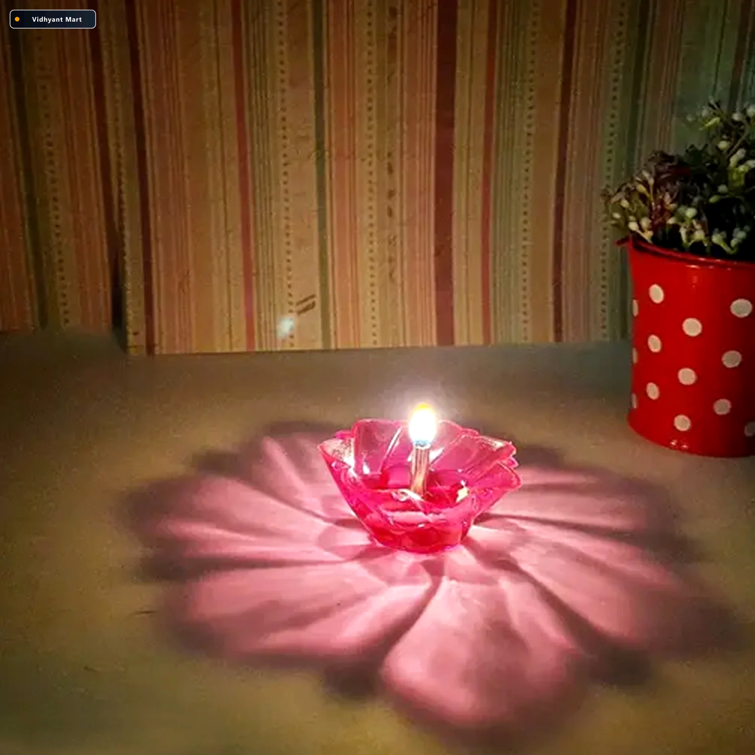 Vidhyant Mart Reflection Diya Set Colourful Plastic Diyas 12 Pcs 4
