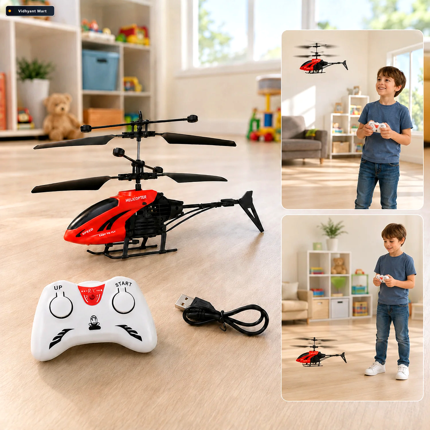 Vidhyant Mart Remote Control Helicopter For Kids Usb Chargeable 1