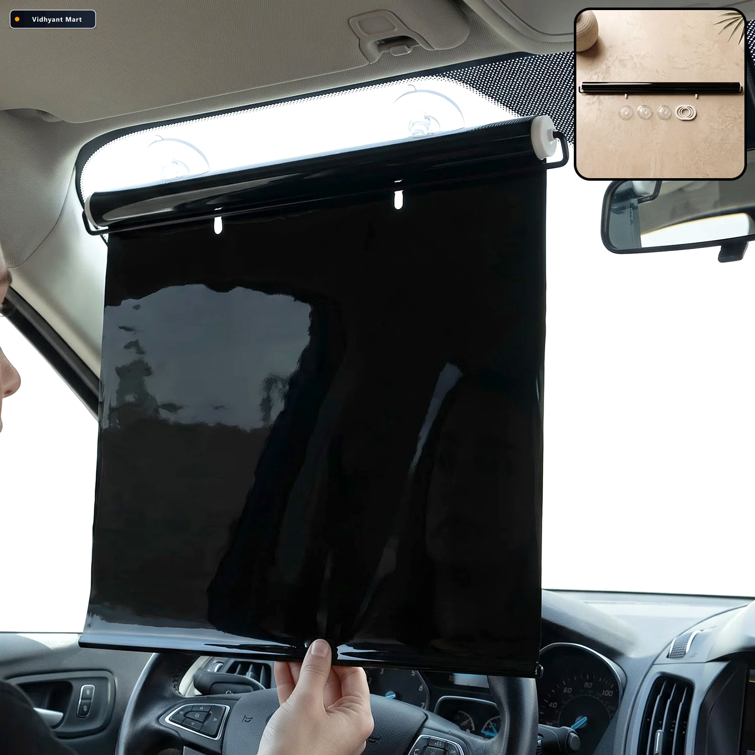 Vidhyant Mart Retractable Car Windshield Sun Shade Curtain With 1