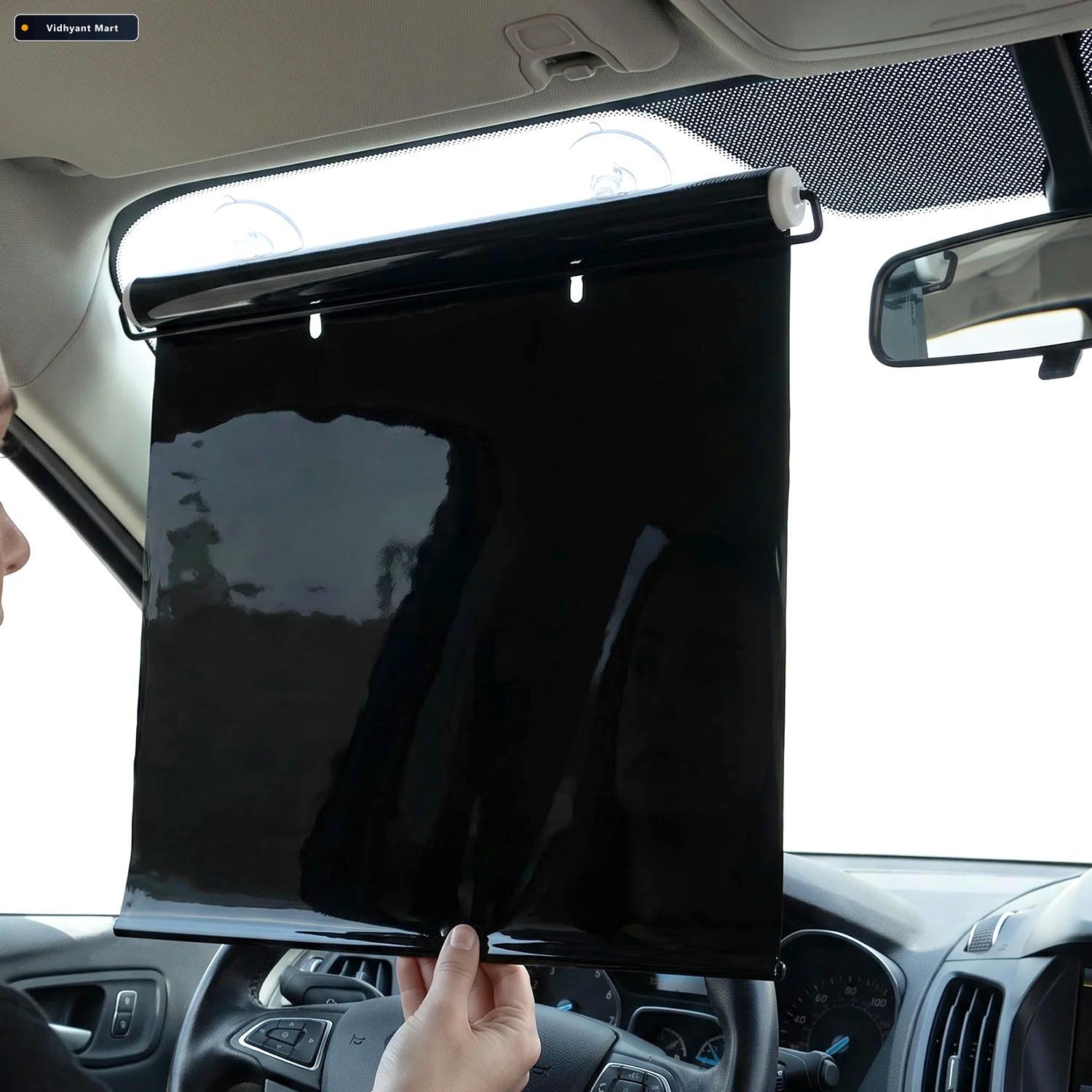 Vidhyant Mart Retractable Car Windshield Sun Shade Curtain With 2