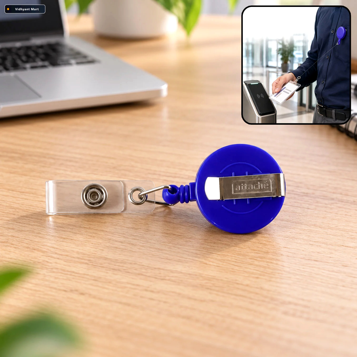 Vidhyant Mart Retractable Id Badge Reel With Metal Belt Clip And 1