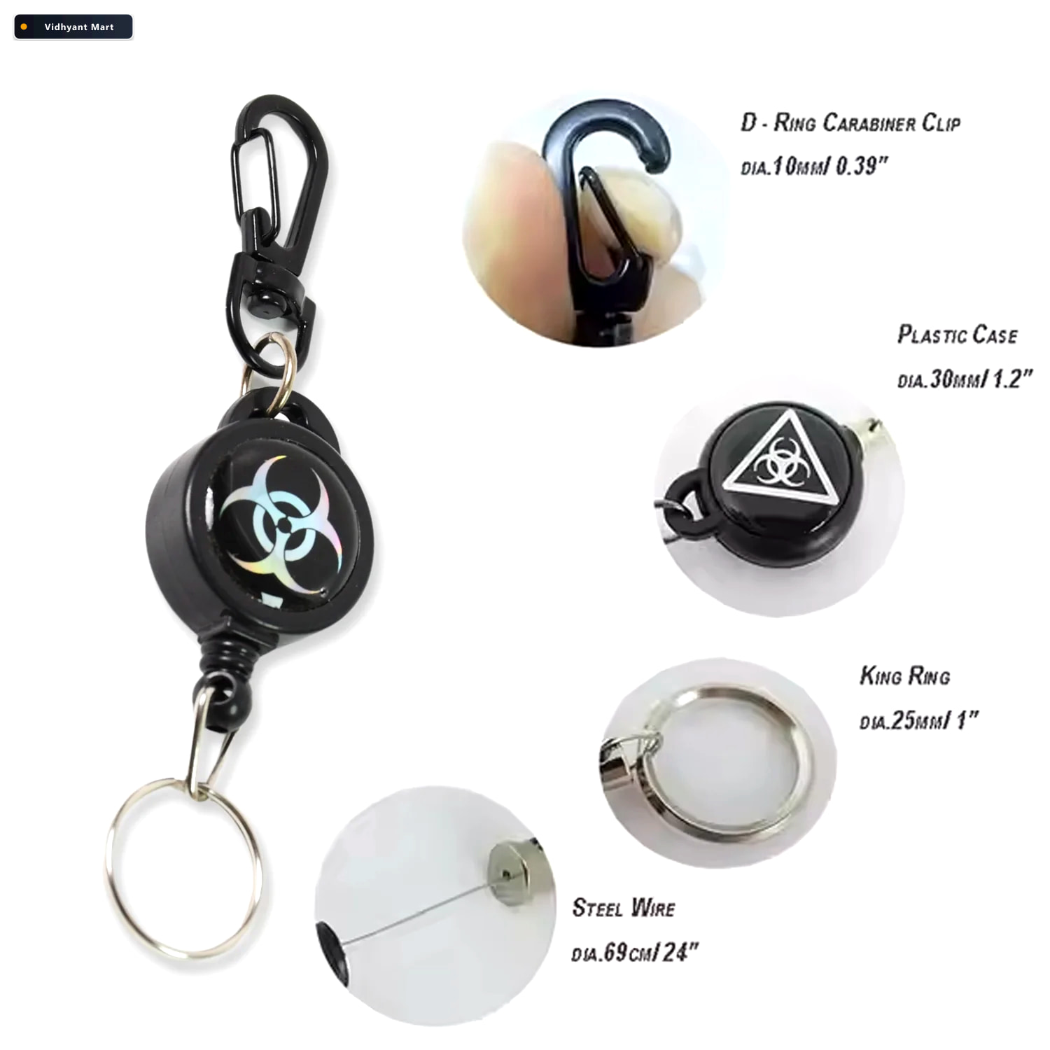 Vidhyant Mart Retractable Key Chain Anti Lost Steel Wire Reel Ve 2