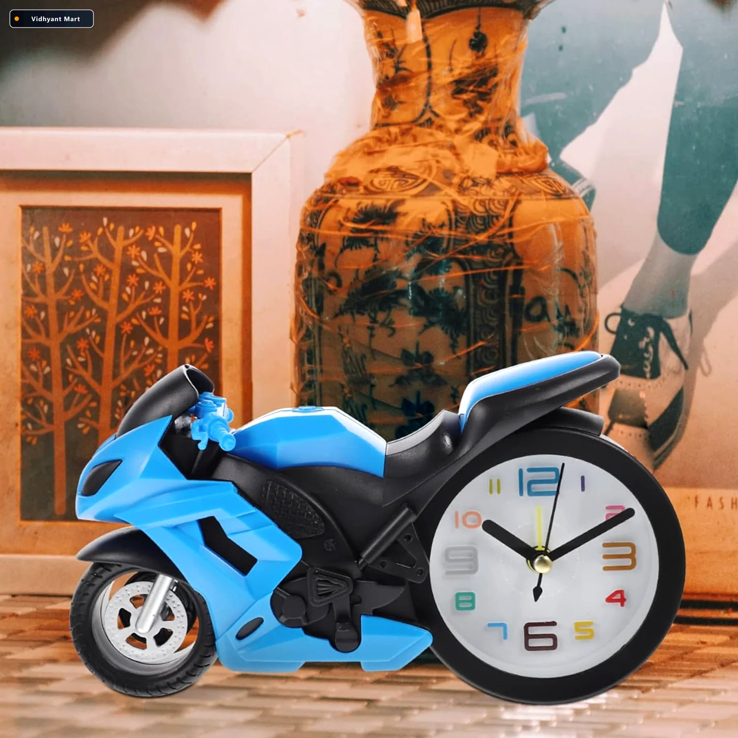 Vidhyant Mart Retro Motorcycle Alarm Clock Silent Engine Design 1