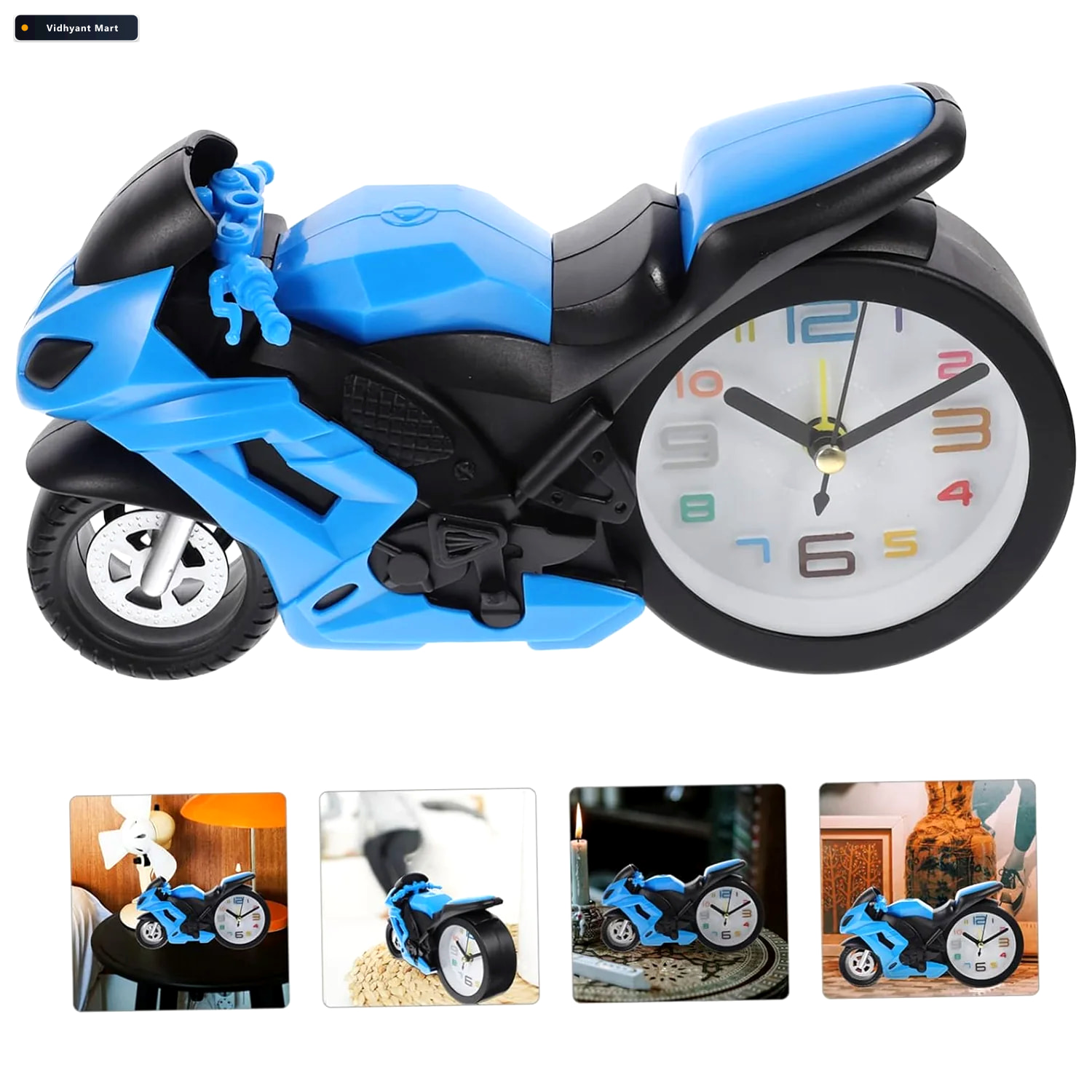 Vidhyant Mart Retro Motorcycle Alarm Clock Silent Engine Design 2