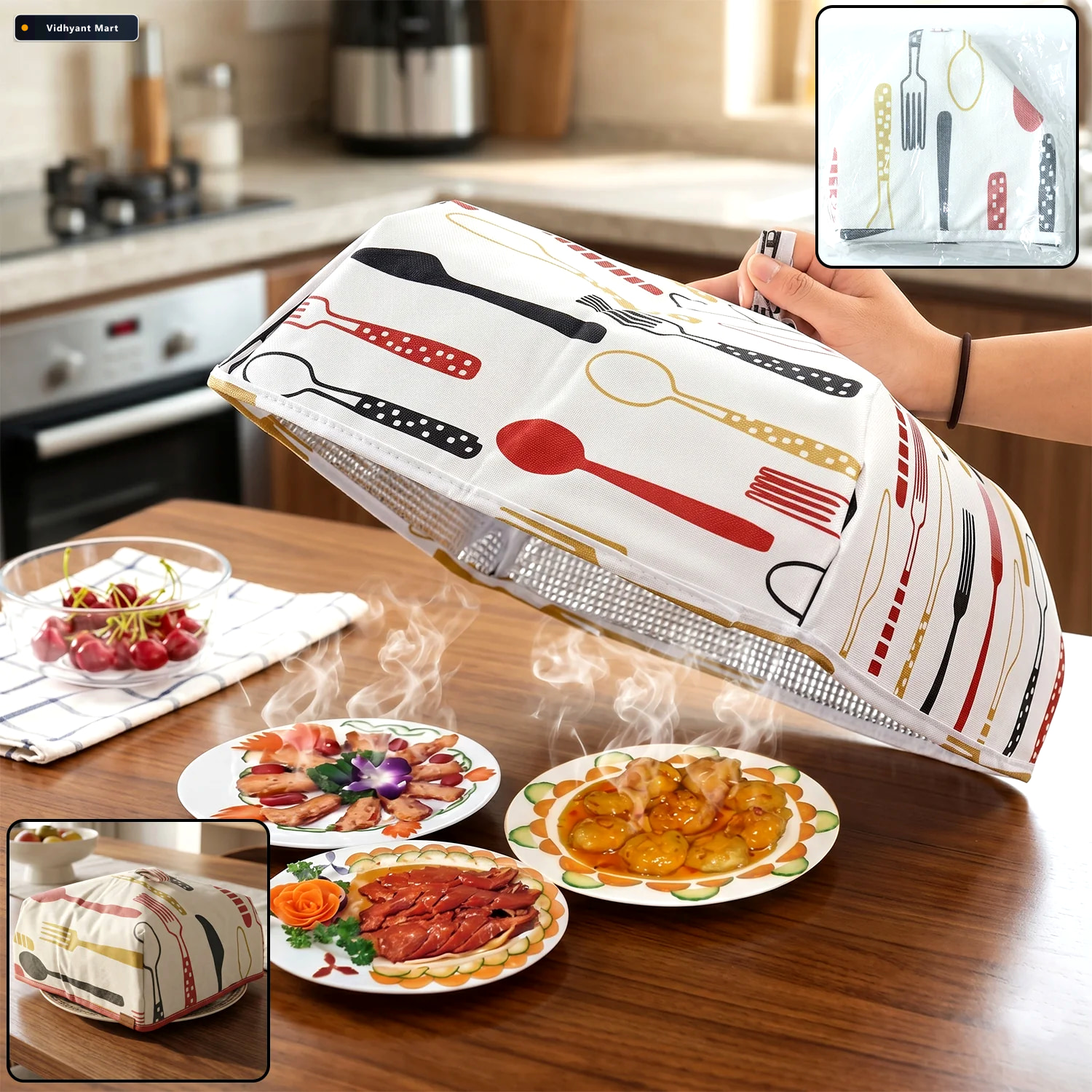 Vidhyant Mart Reusable Food Cover Small Size Foldable Dish Lid C 1
