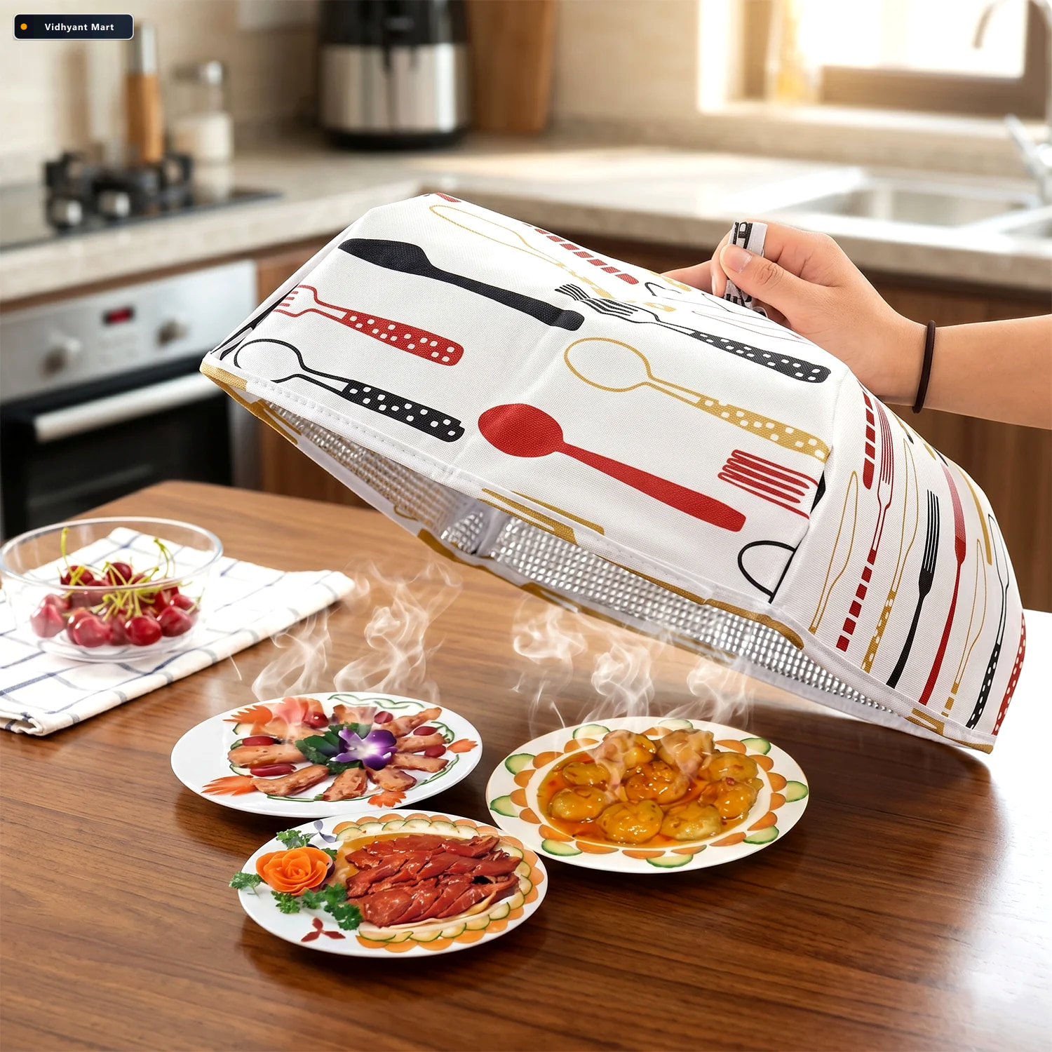 Vidhyant Mart Reusable Food Cover Small Size Foldable Dish Lid C 2