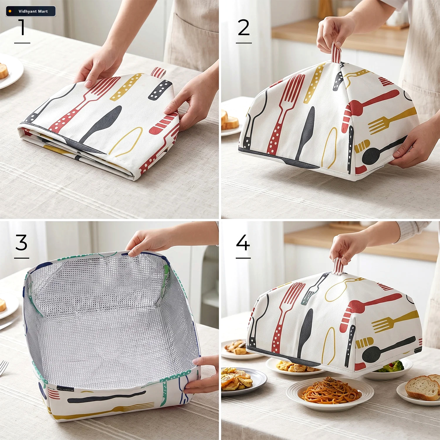 Vidhyant Mart Reusable Food Cover Small Size Foldable Dish Lid C 4