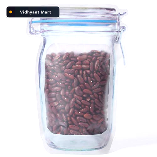 Vidhyant Mart Reusable Food Storage Bag Airtight Mason Jar Zippe 3