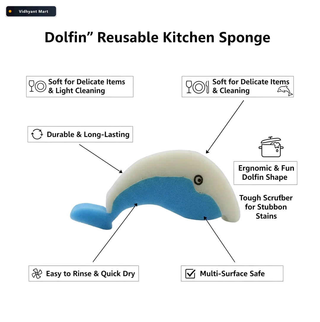Vidhyant Mart Reusable Kitchen Sponge Eco Friendly Multi Surface 3