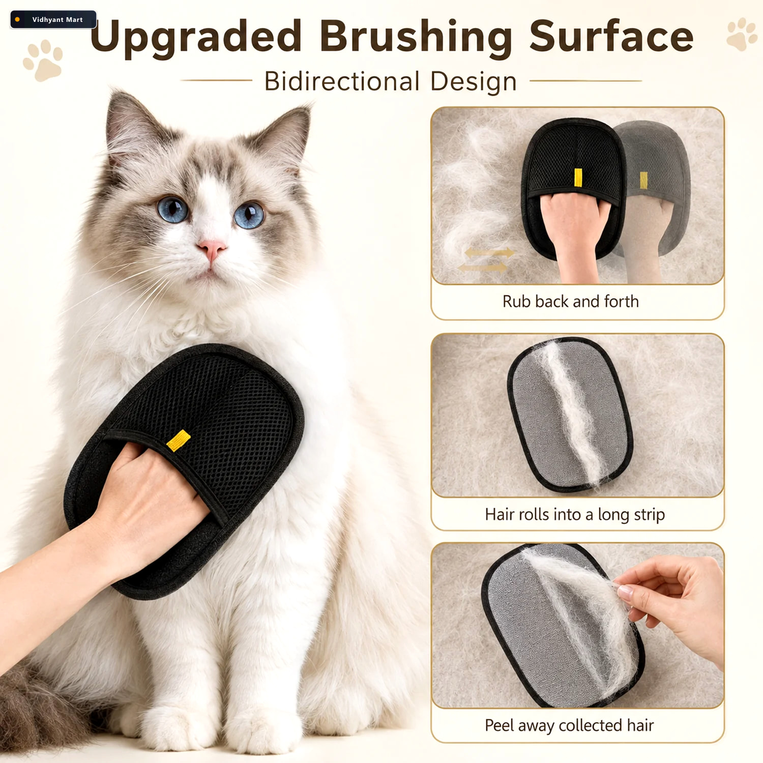 Vidhyant Mart Reusable Lint Remover Glove For Pet Hair Sofa Clot 3