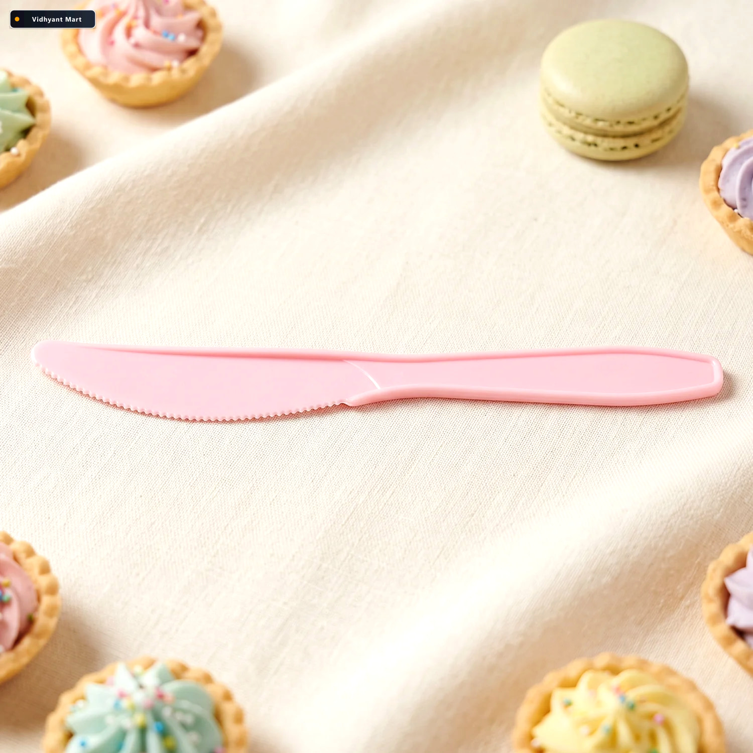 Vidhyant Mart Reusable Multicolor Plastic Dessert Knife Set For 3