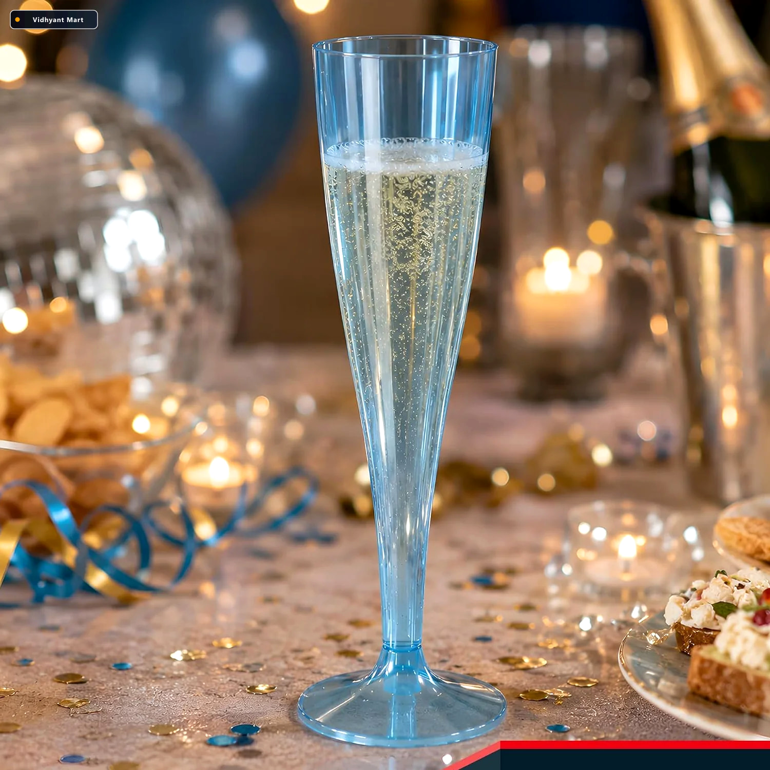 Vidhyant Mart Reusable Plastic Champagne Flutes Wine Glasses Set 3