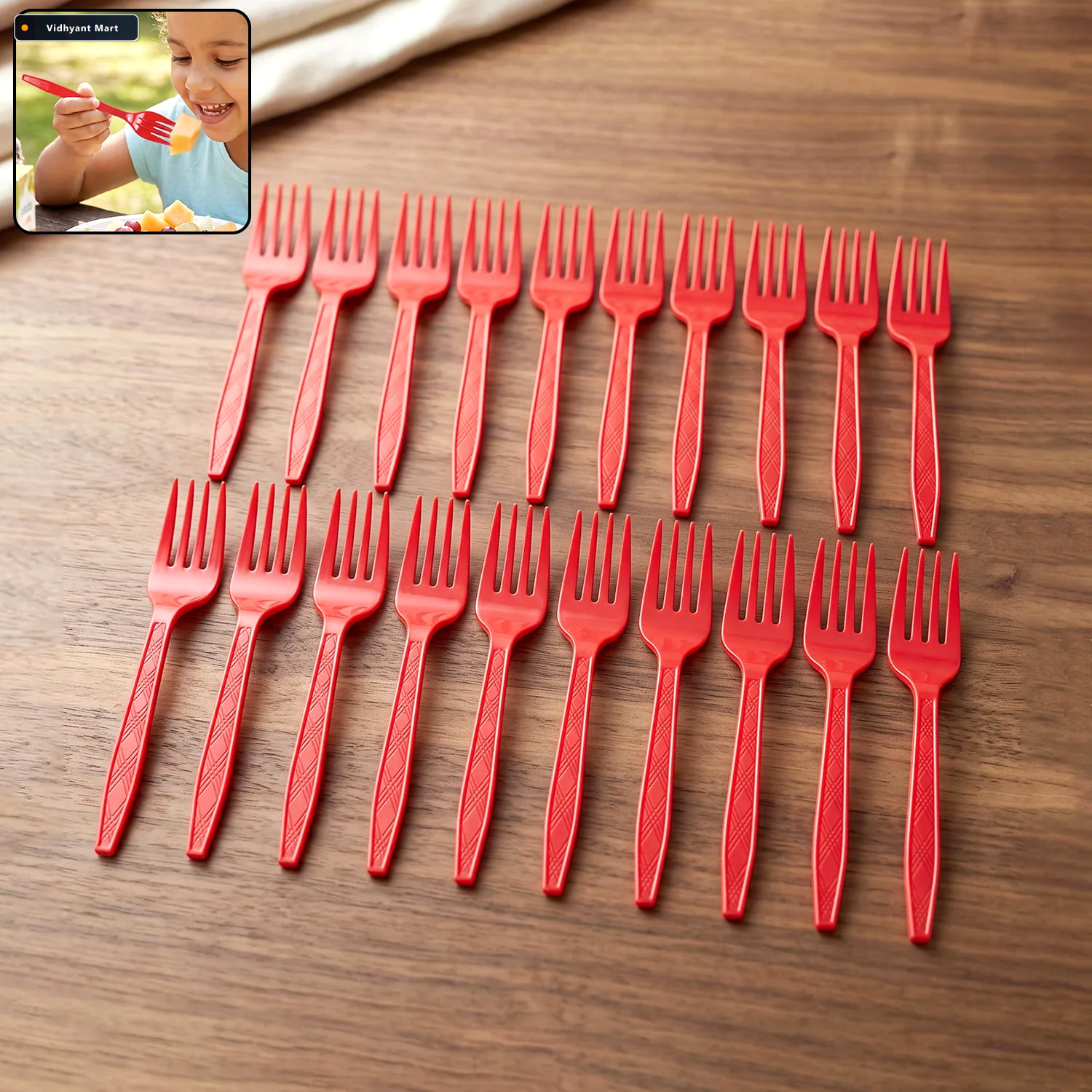 Vidhyant Mart Reusable Plastic Fork 20 Pc Set Durable Dinner For 1