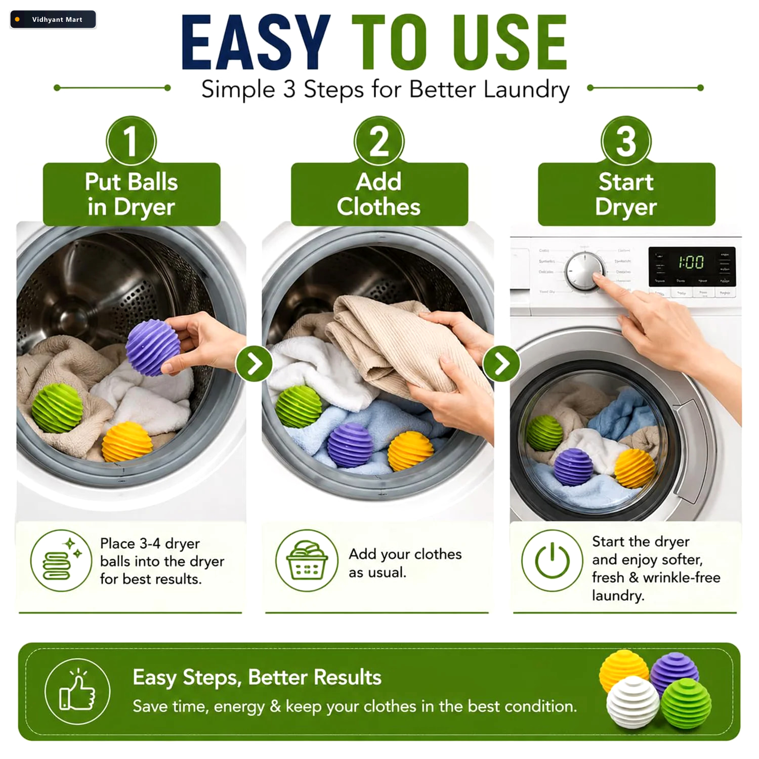 Vidhyant Mart Reusable Plastic Laundry Washing Balls For Better 3