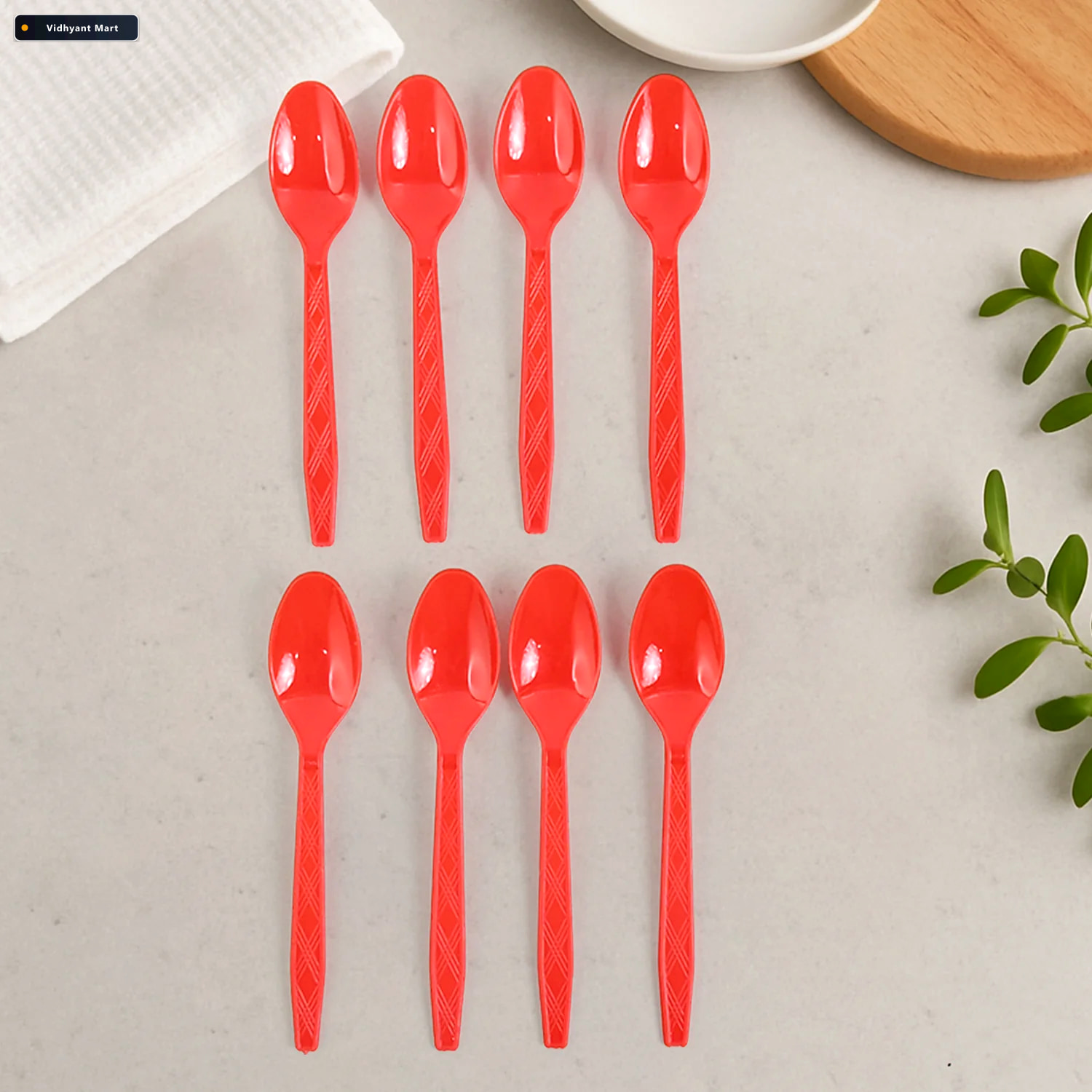 Vidhyant Mart Reusable Plastic Spoons Set Of 8 Durable Lightweig 3
