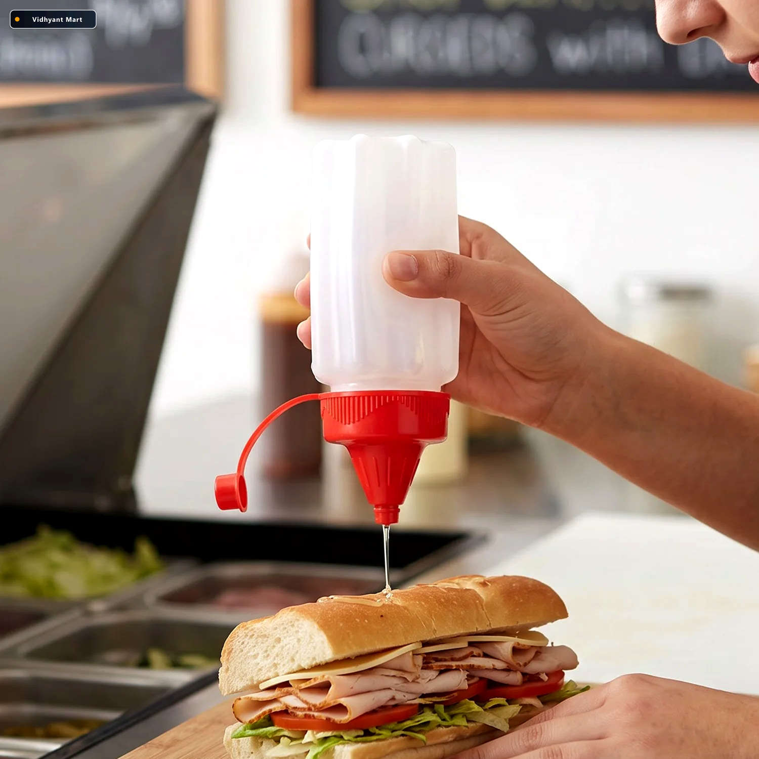 Vidhyant Mart Reusable Plastic Squeeze Dispensing Bottle For Sau 2