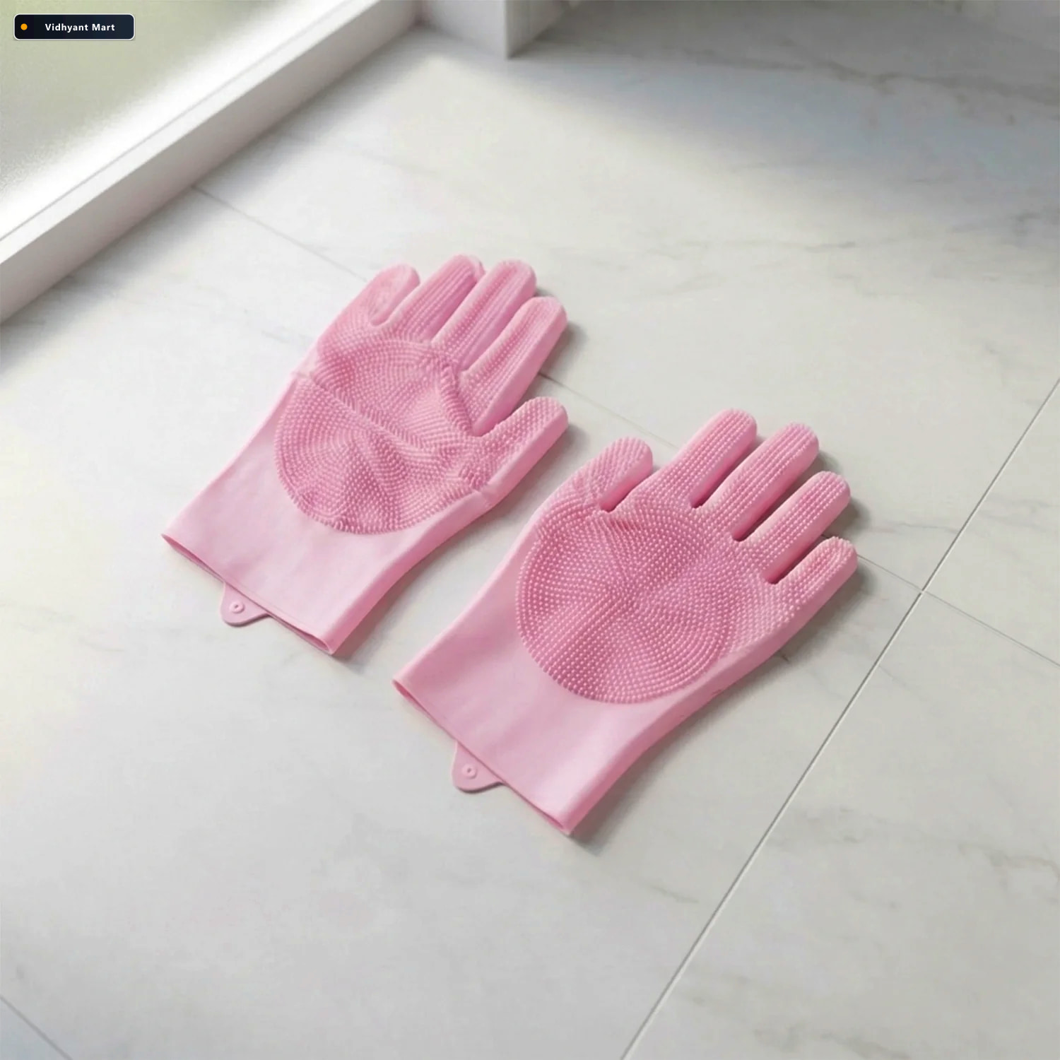 Vidhyant Mart Reusable Scrubber Cleaning Gloves With Built In Br 3