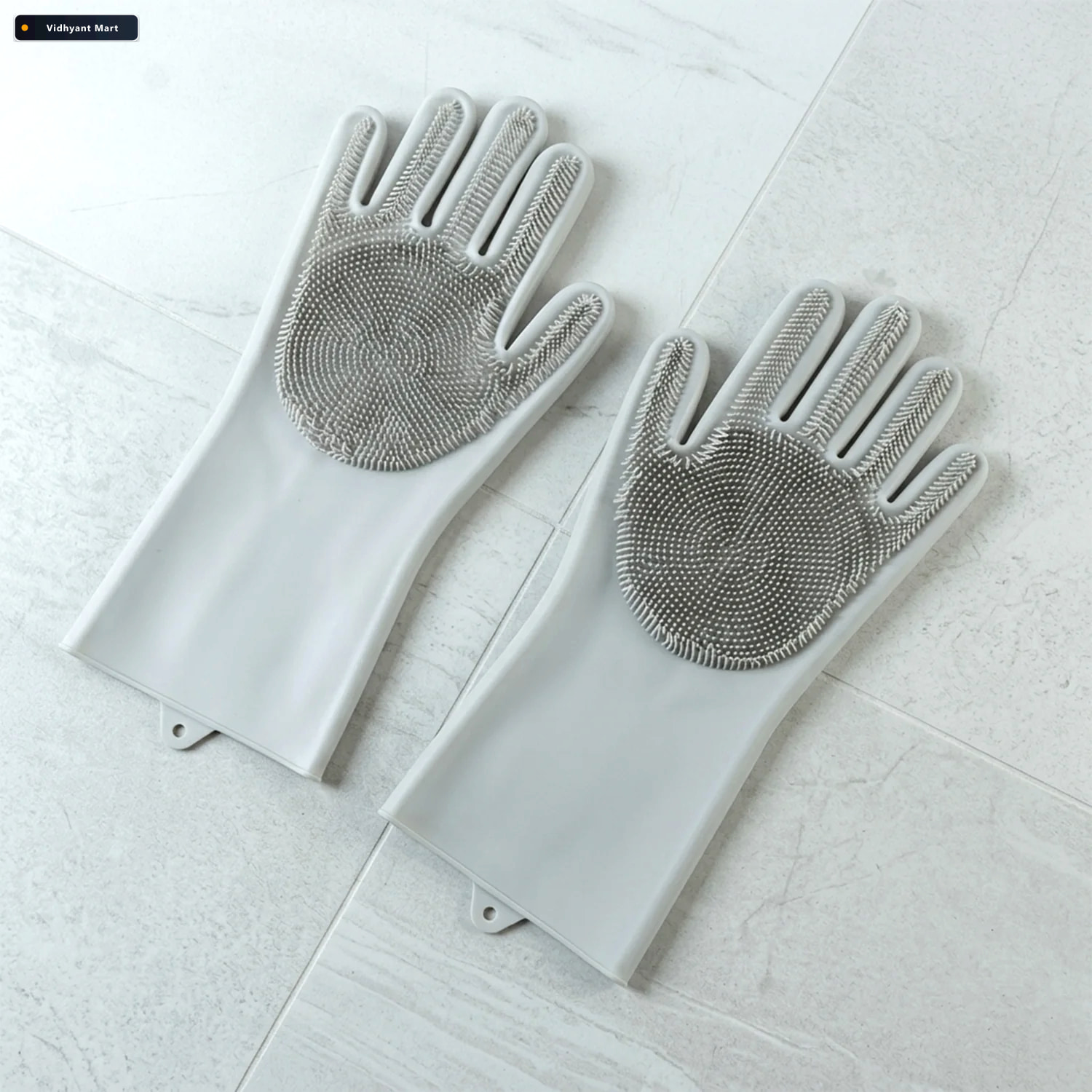 Vidhyant Mart Reusable Silicone Cleaning Gloves With Scrubbing B 3