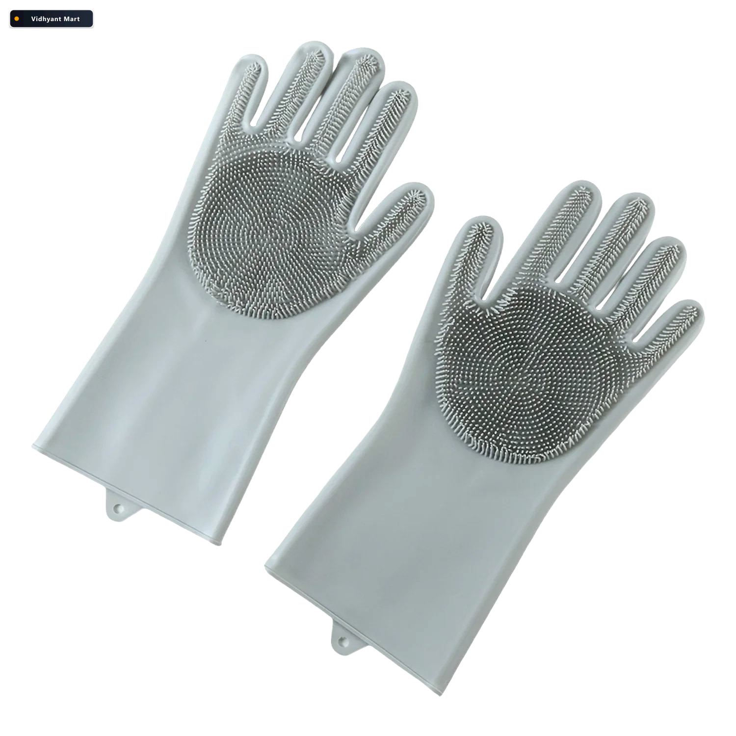 Vidhyant Mart Reusable Silicone Cleaning Gloves With Scrubbing B 4