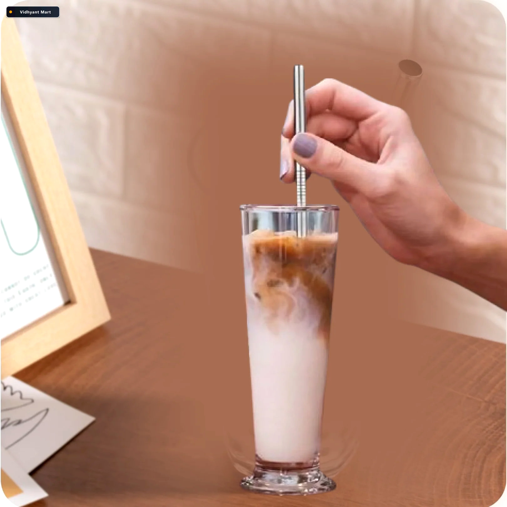 Vidhyant Mart Reusable Stainless Steel Straws Set Of 4 With Brus 4