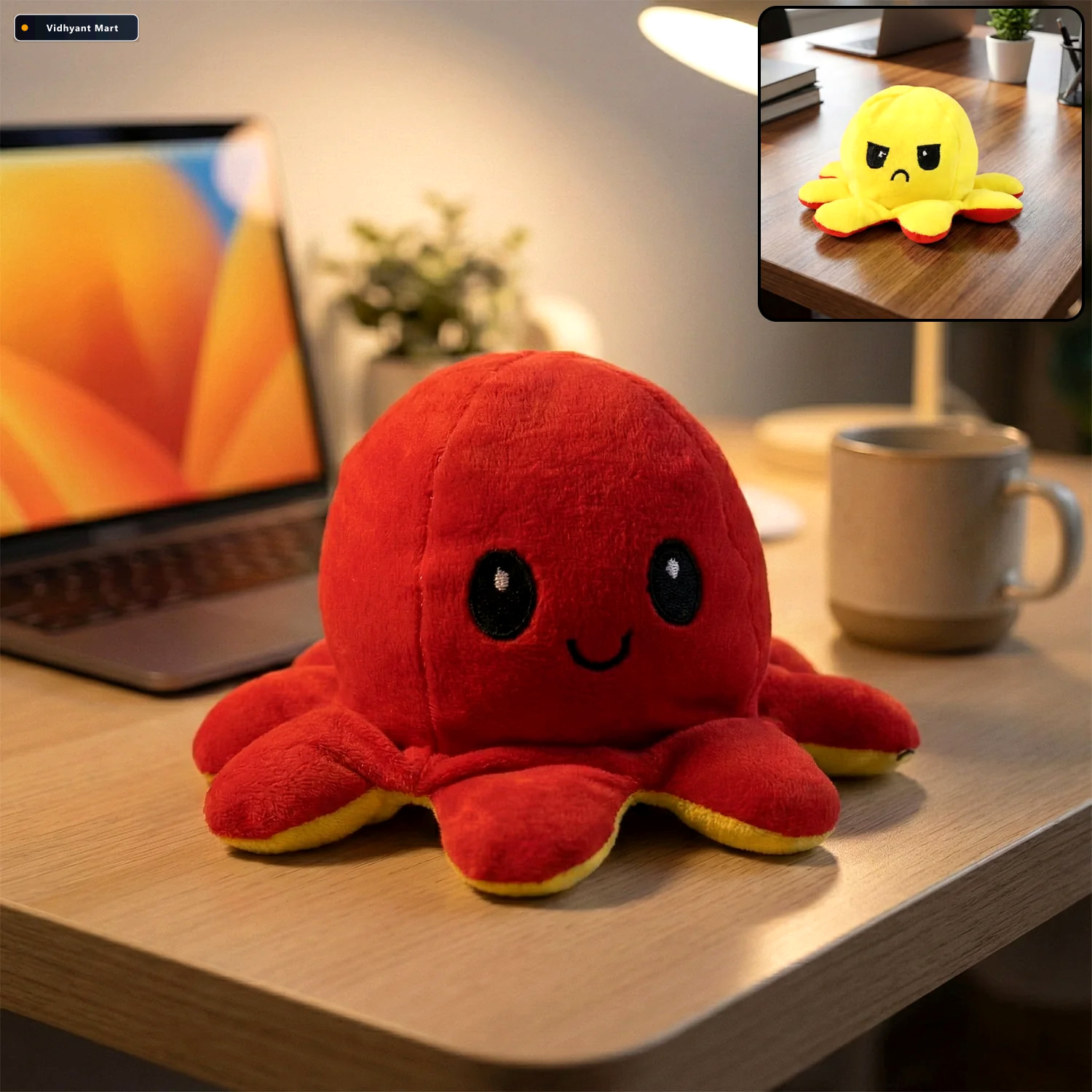 Vidhyant Mart Reversible Octopus Plush Toy Express Moods With So 1