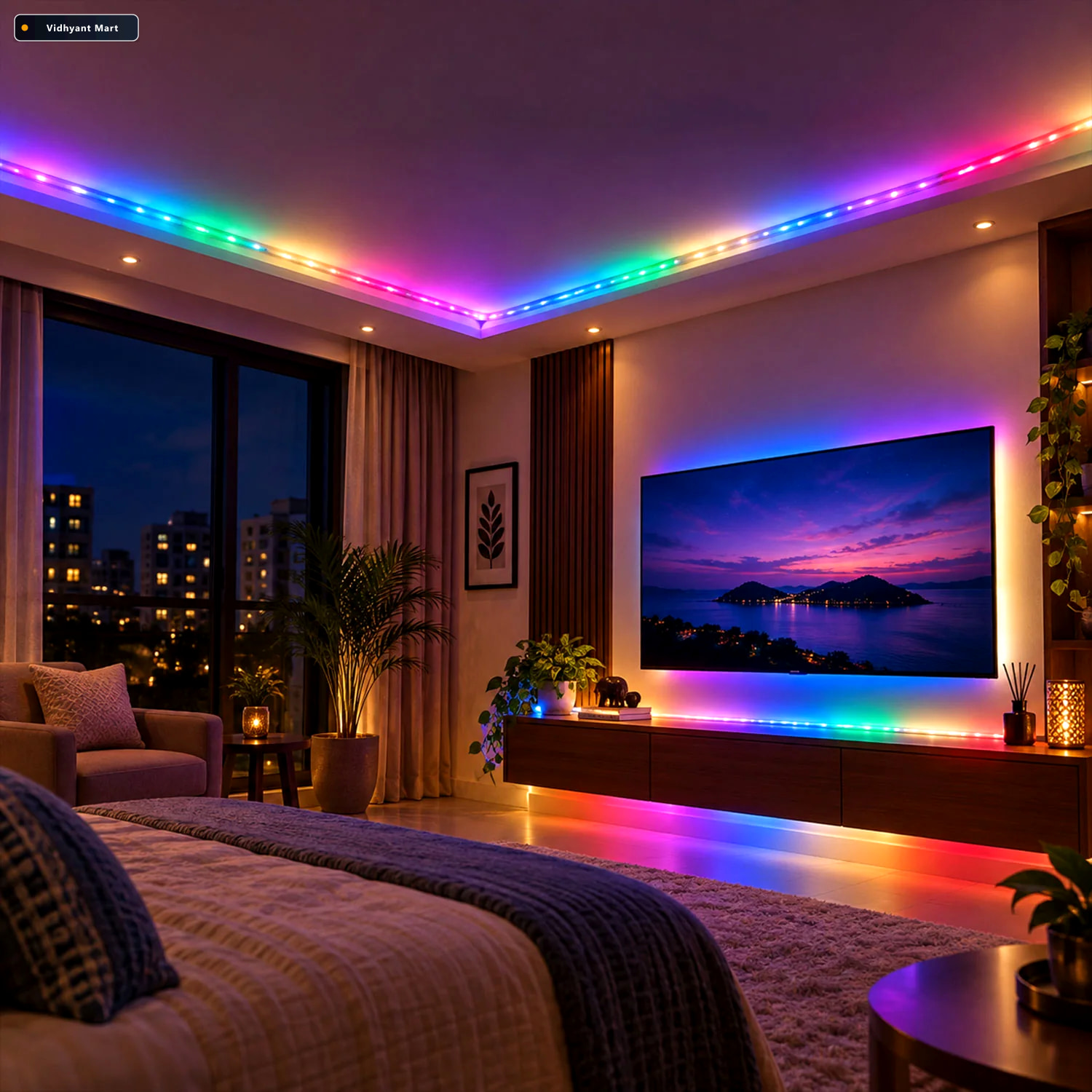 Vidhyant Mart Rgb Decorative Led Running Rope Light With Inline 1