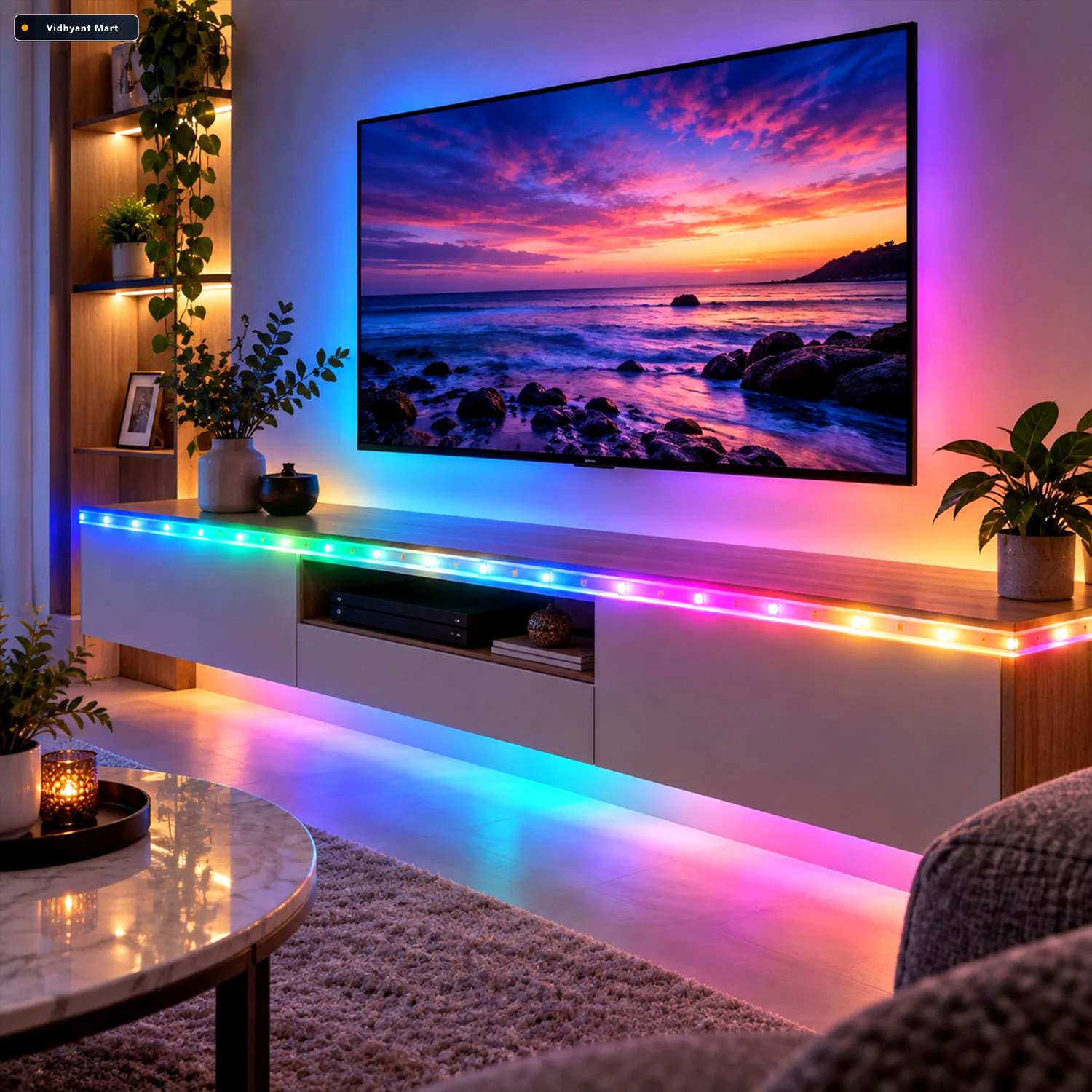 Vidhyant Mart Rgb Decorative Led Running Rope Light With Inline 3