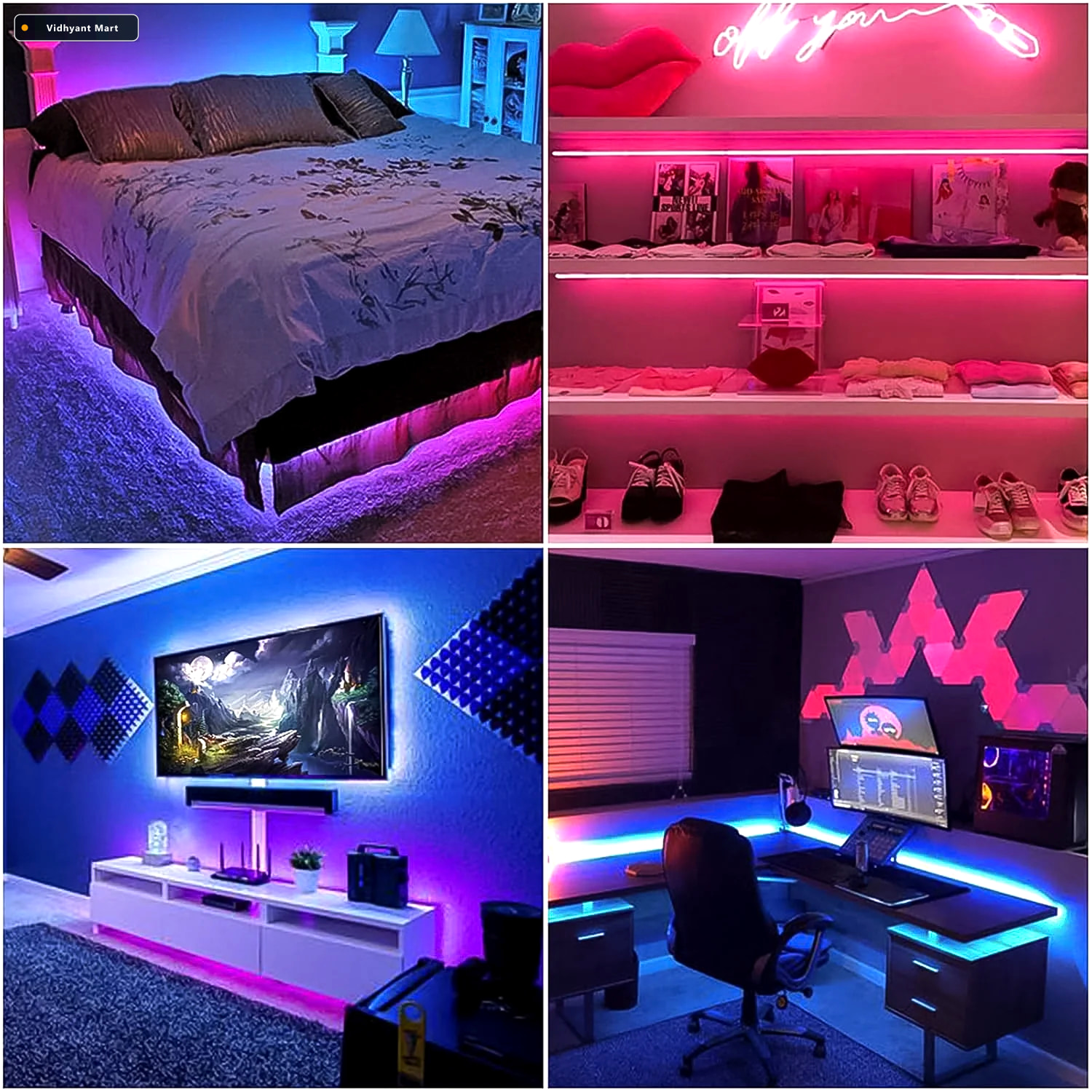Vidhyant Mart Rgb Led Strip Lights 3m Multi Colour Usb With Remo 1