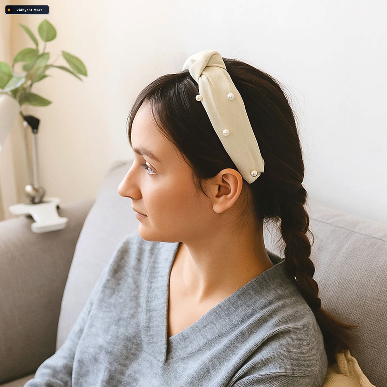Vidhyant Mart Ribbed Knot Hairband For Women Soft Stylish Comfor 1
