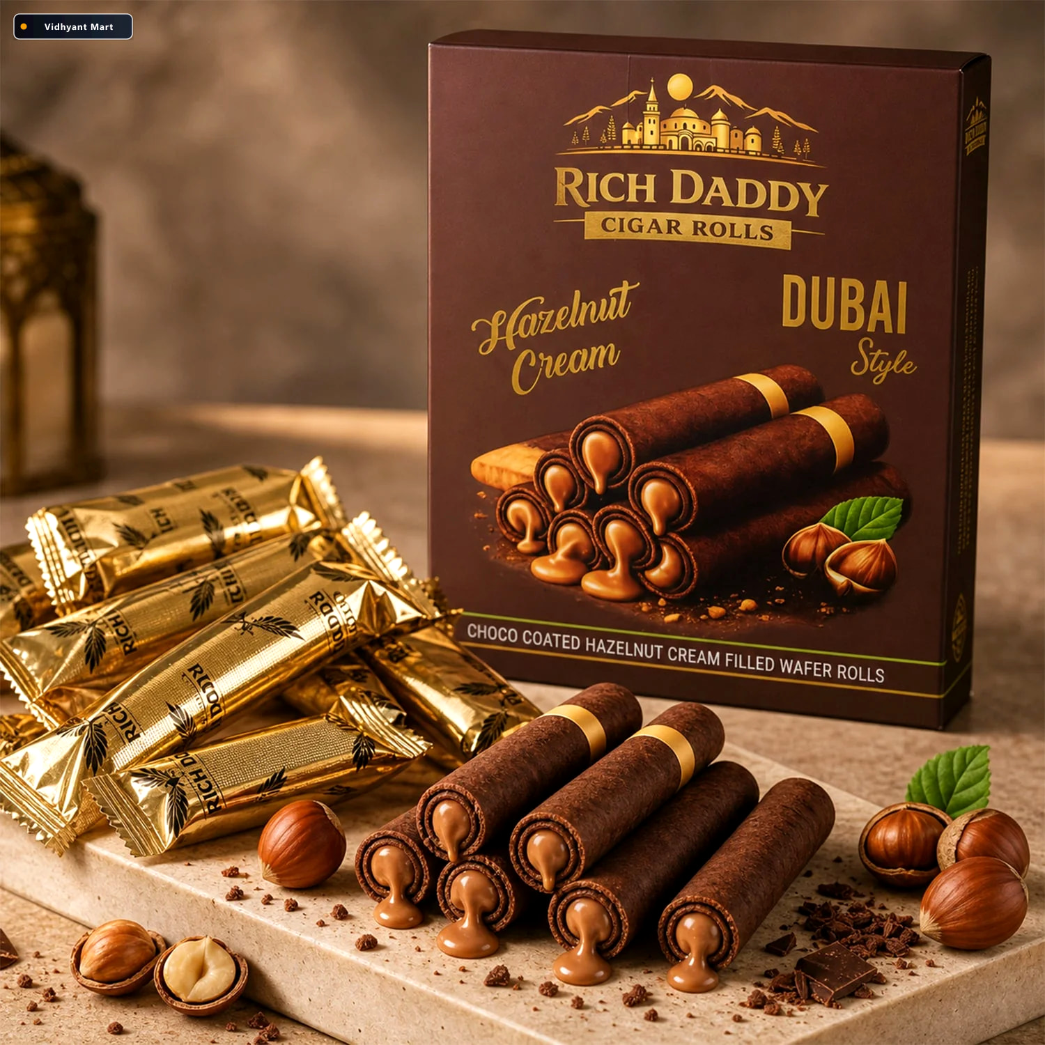 Vidhyant Mart Rich Daddy Hazelnut Cream Cigar Rolls Premium Duba 4