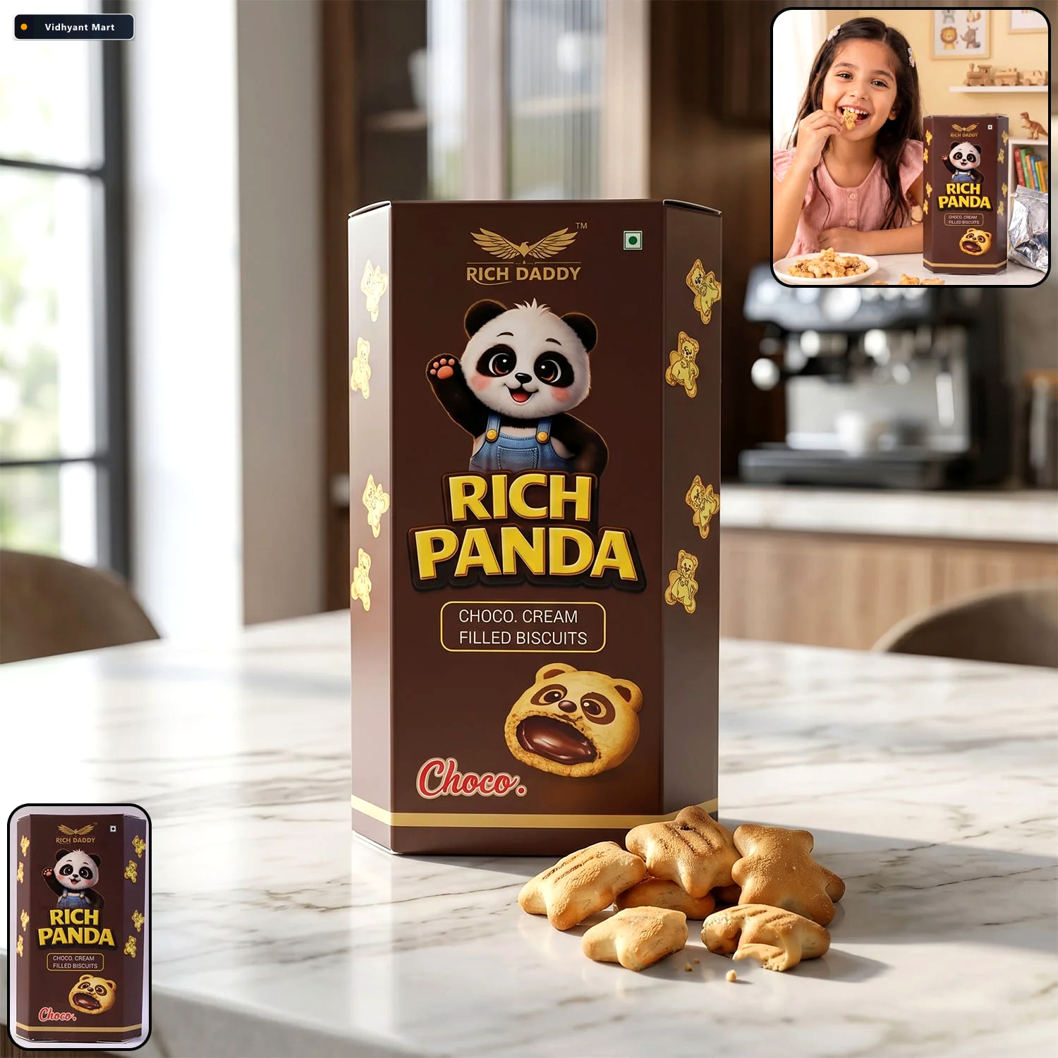Vidhyant Mart Rich Daddy Panda Choco Cream Biscuits Fun Shapes R 1