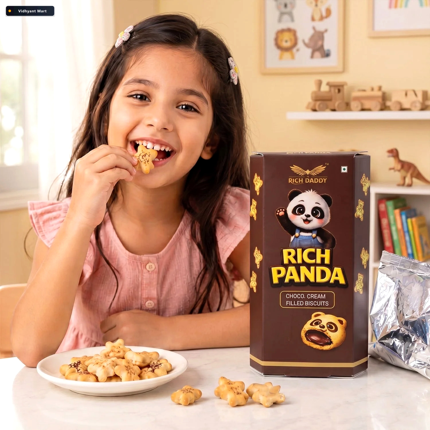 Vidhyant Mart Rich Daddy Panda Choco Cream Biscuits Fun Shapes R 2